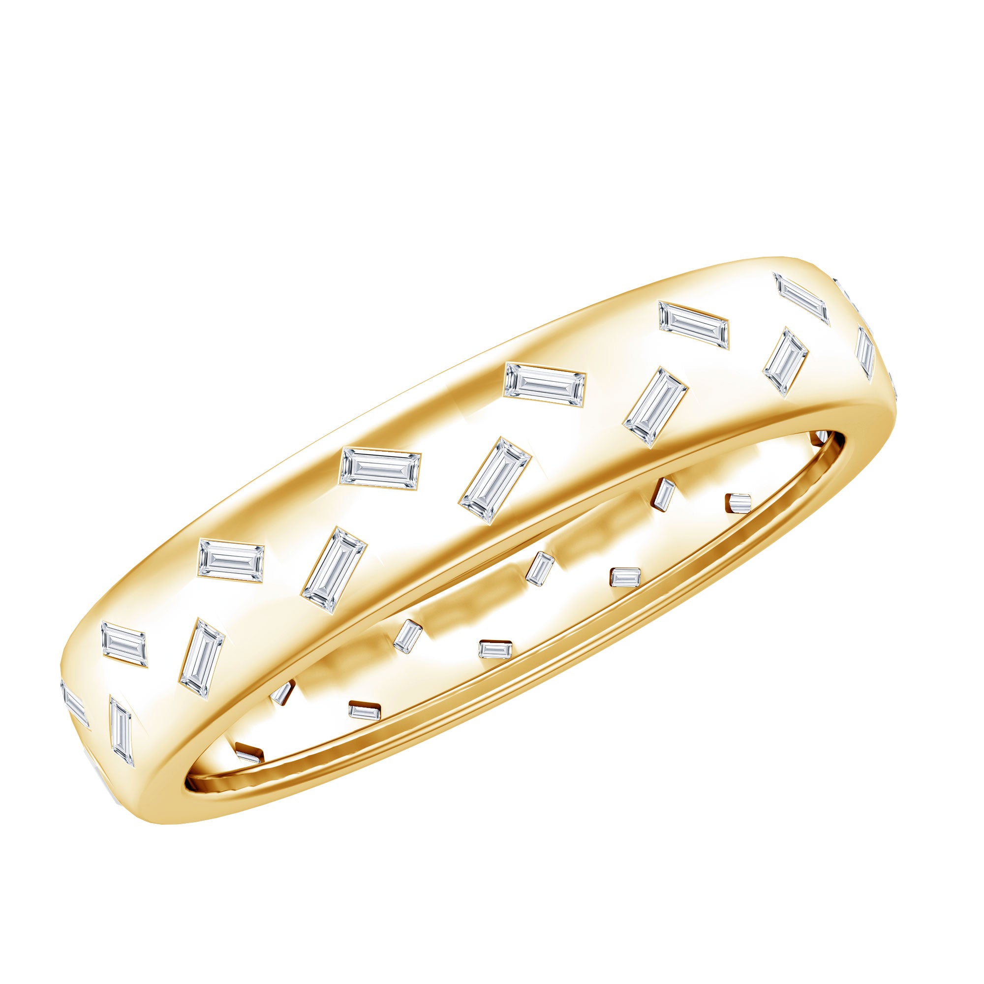 Rosec Jewels-Baguette Cut Lab Grown Diamond Wedding Band With Certificate