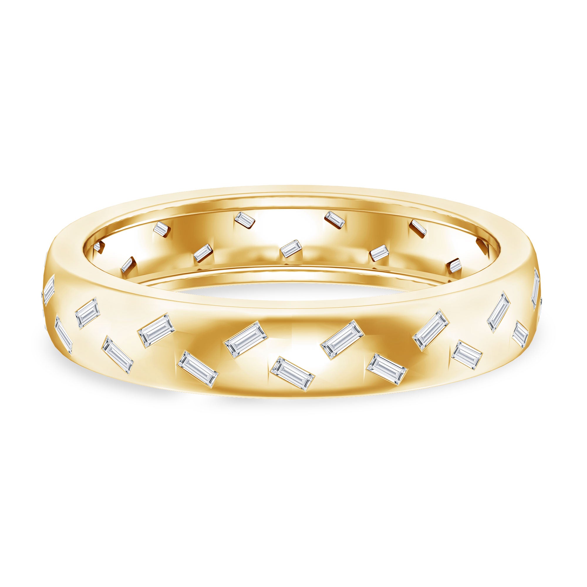 Rosec Jewels-Baguette Cut Lab Grown Diamond Wedding Band With Certificate