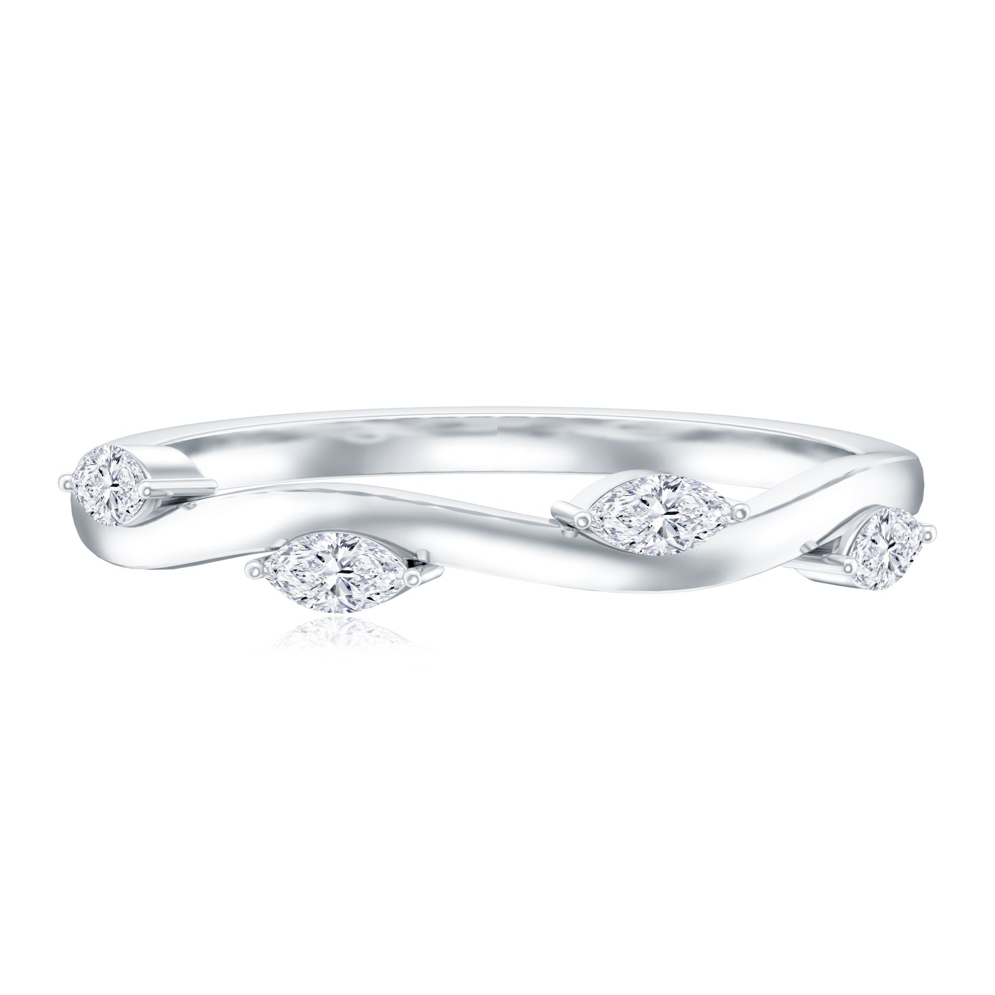 Marquise Cut Lab Grown Diamond Wedding Band Lab - ( EF-VS ) - Rosec Jewels