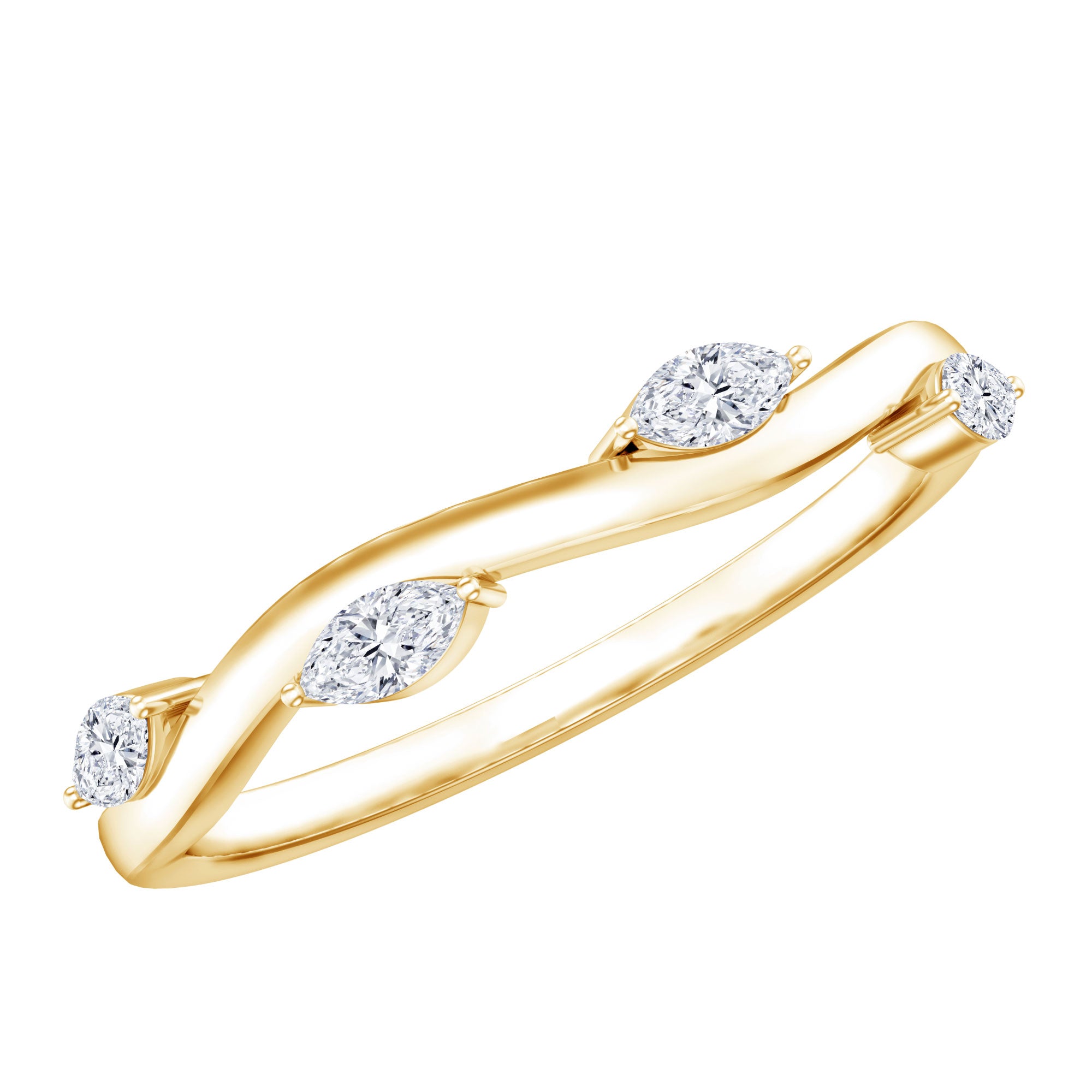 Marquise Cut Lab Grown Diamond Wedding Band Lab - ( EF-VS ) - Rosec Jewels