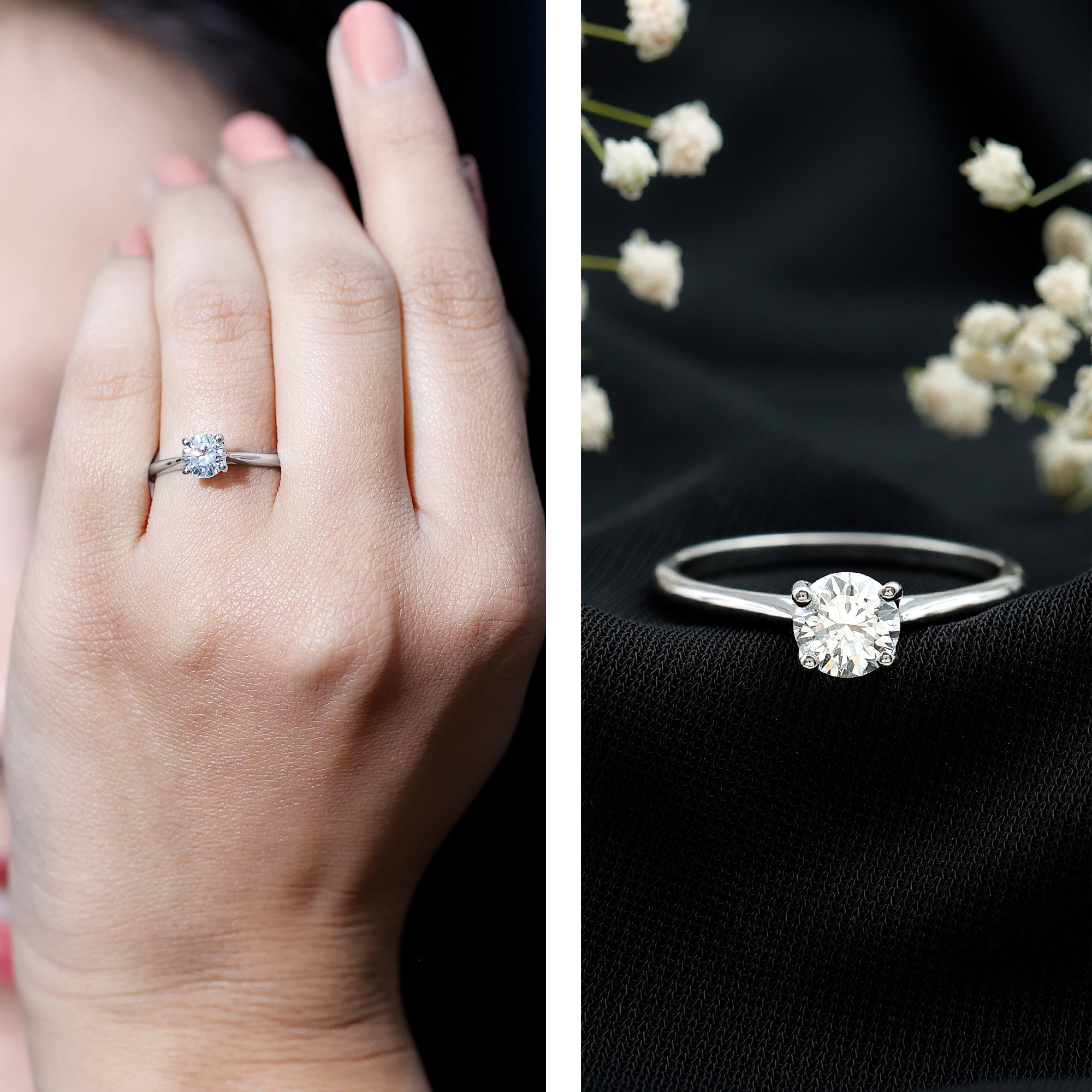 1 CT Lab Grown Diamond Solitaire Engagement Ring with IGI Certificate Lab - ( E-VS1 ) - Rosec Jewels