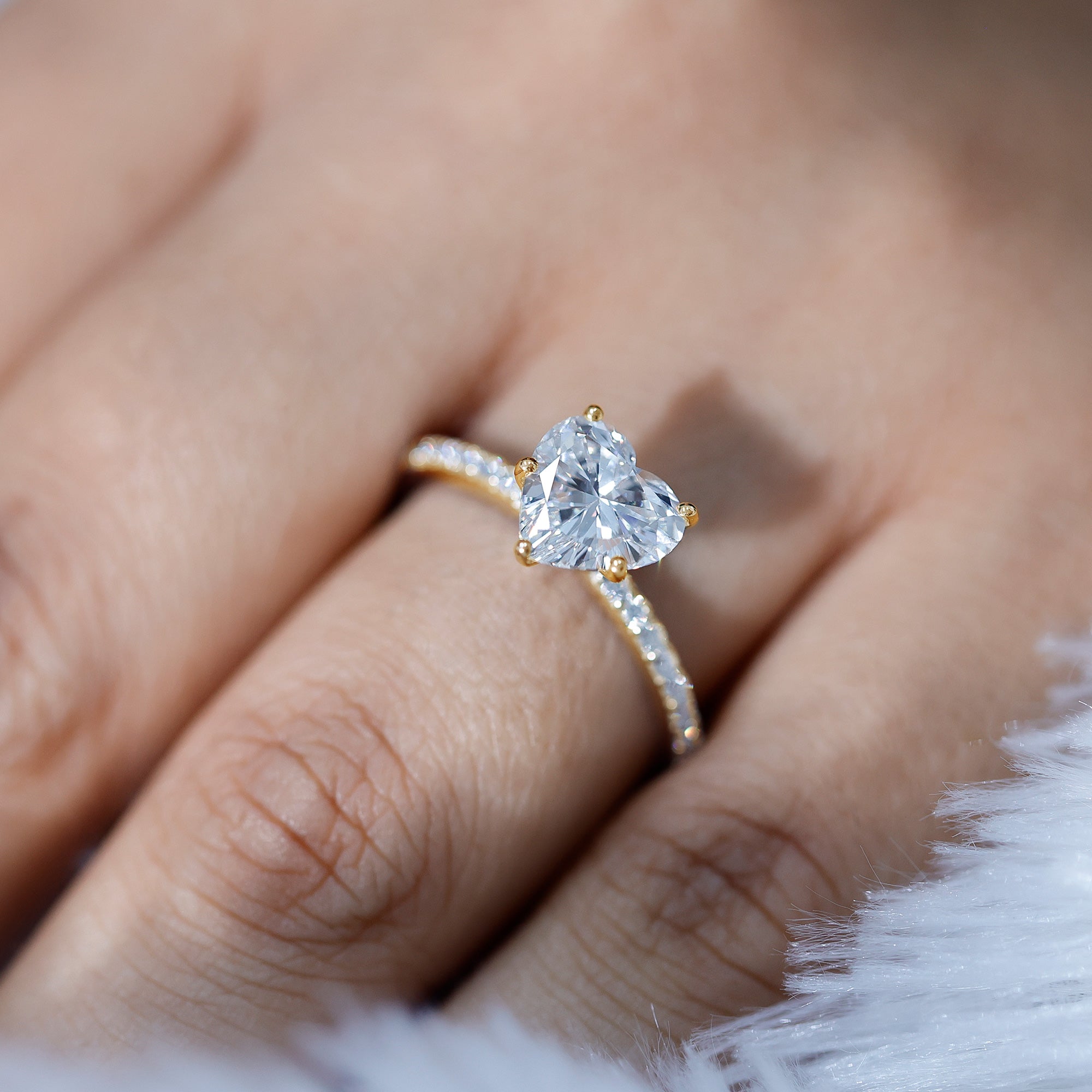 2 Carat Lab Grown Diamond Heart Engagement Ring for Her Lab - ( EF-VS ) - Rosec Jewels