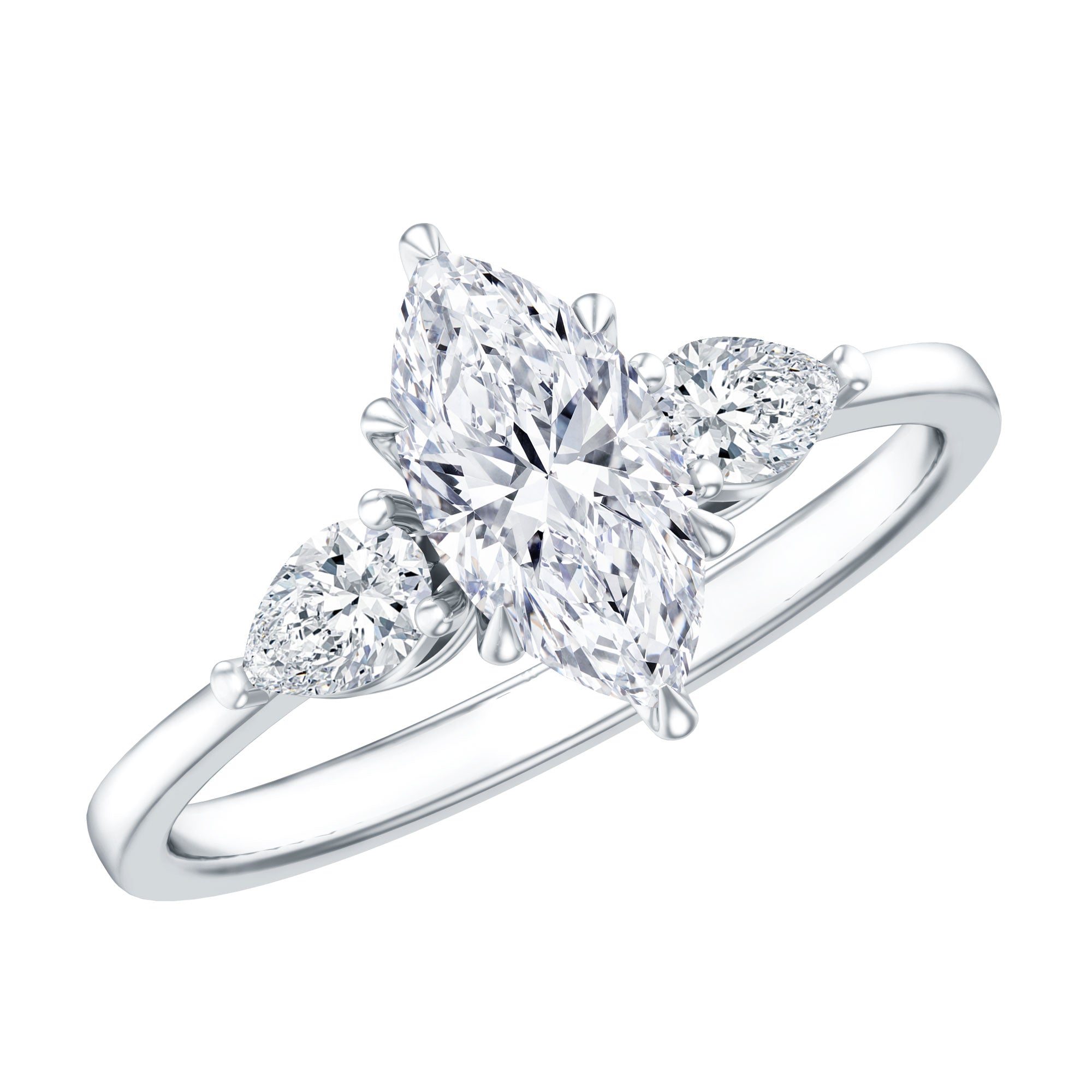 Rosec Jewels-Certified Lab Grown Diamond Three Stone Engagement Ring for Women