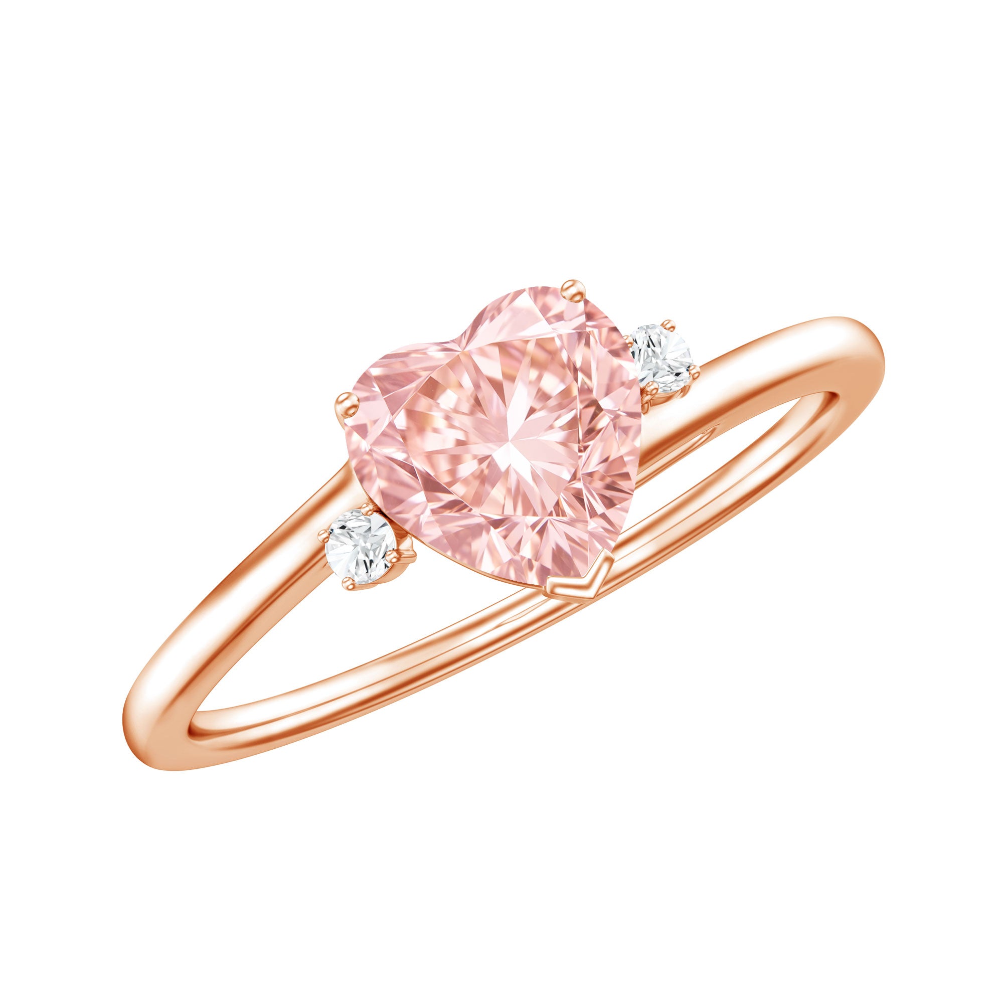 IGI Certified 1 CT Lab Grown Pink Diamond Heart Promise Ring VVS - Rosec Jewels