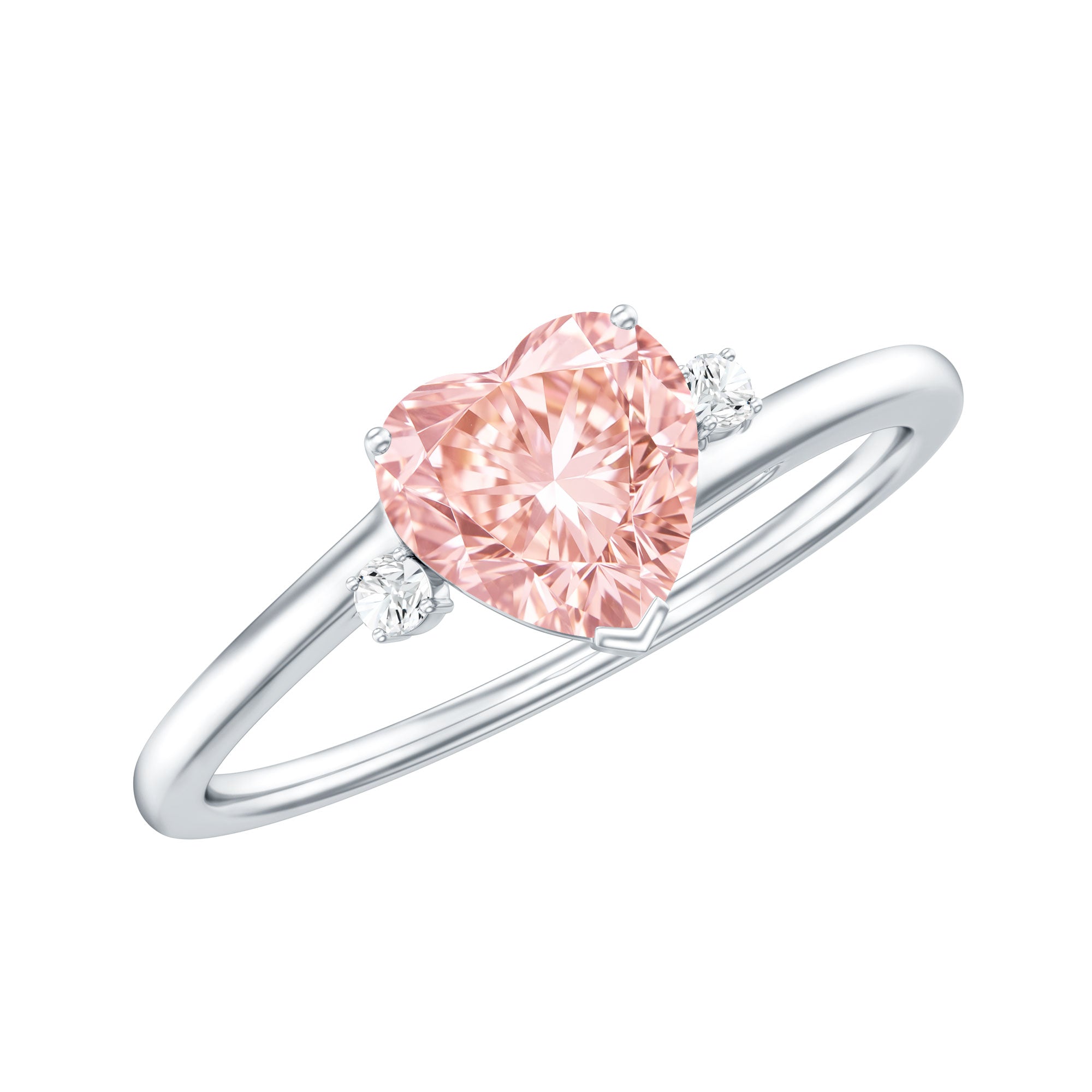 IGI Certified 1 CT Lab Grown Pink Diamond Heart Promise Ring Fancy Pink - VS1 - Rosec Jewels