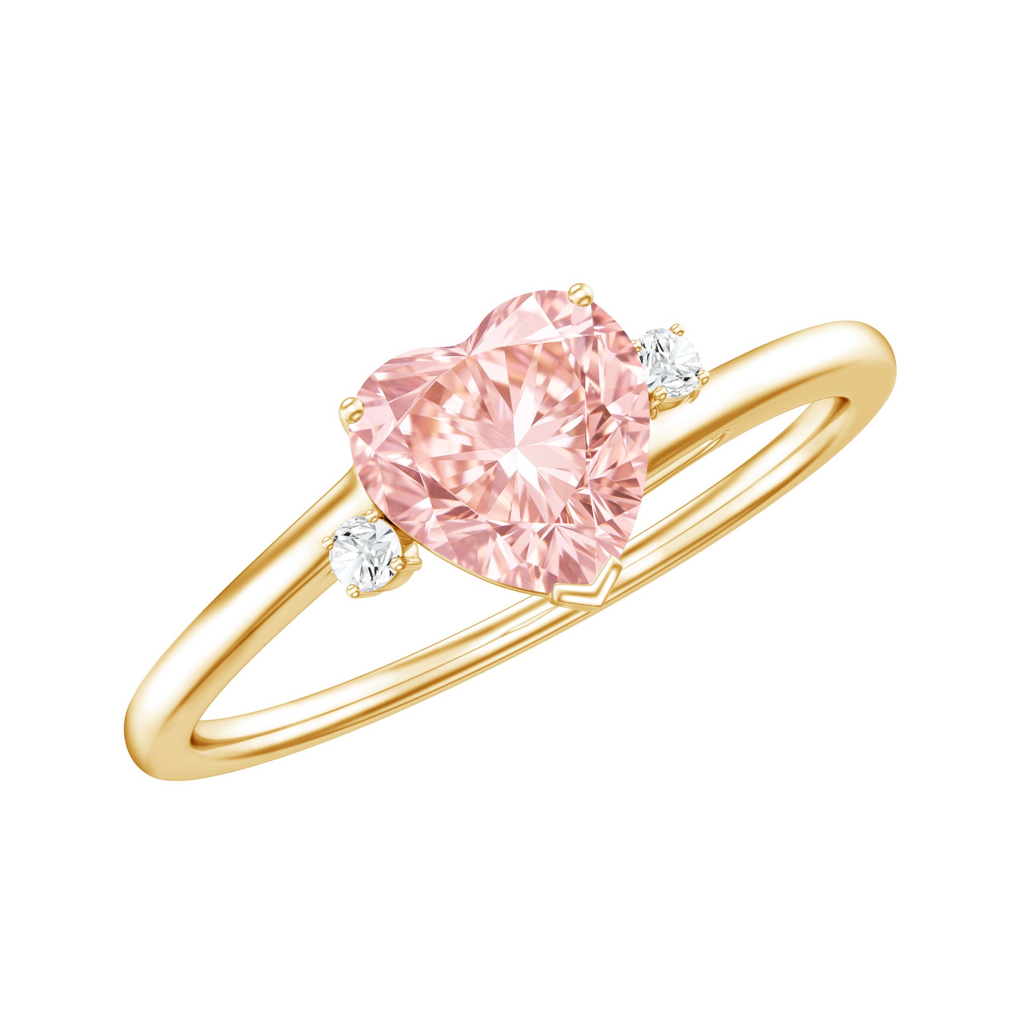 IGI Certified 1 CT Lab Grown Pink Diamond Heart Promise Ring VVS - Rosec Jewels