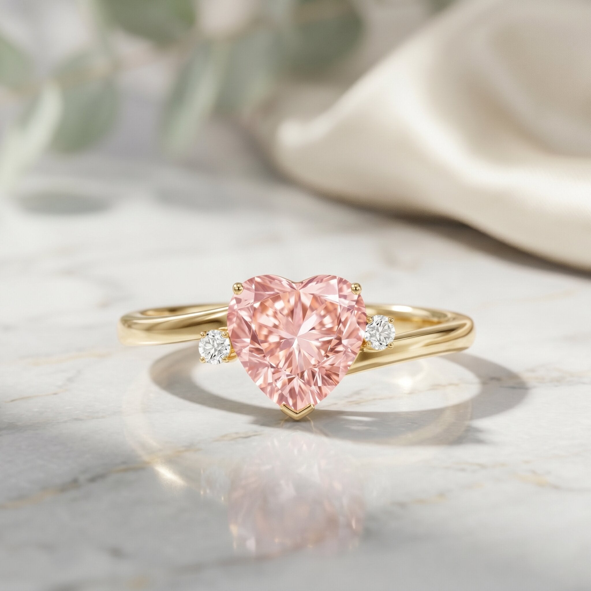 IGI Certified 1 CT Lab Grown Pink Diamond Heart Promise Ring VVS - Rosec Jewels