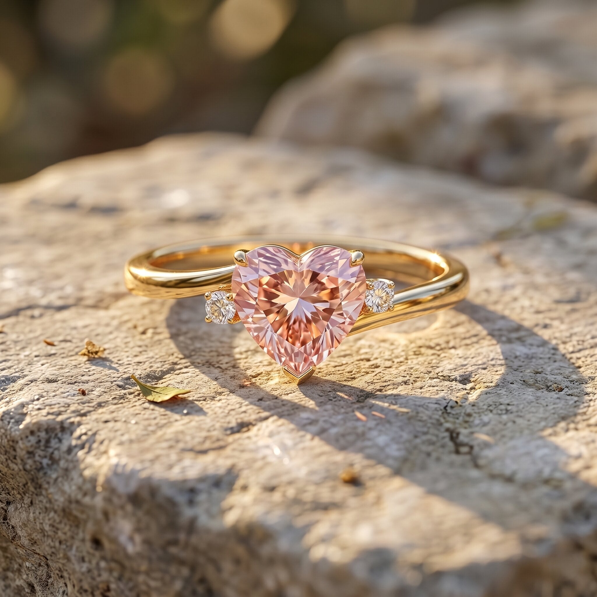 IGI Certified 1 CT Lab Grown Pink Diamond Heart Promise Ring Fancy Pink - VS1 - Rosec Jewels