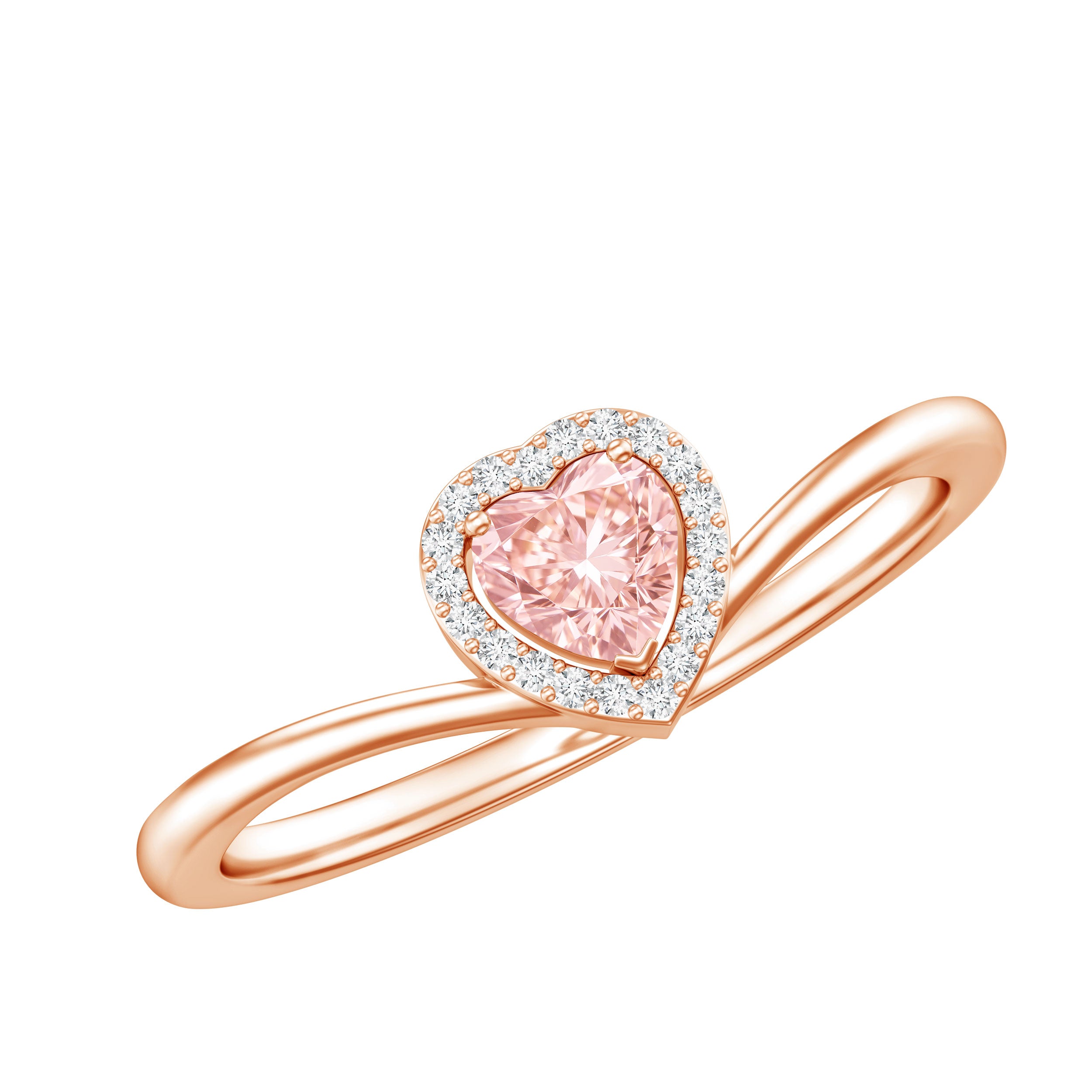 IGI Certified Lab Grown Pink Diamond Heart Promise Ring with Halo E-VS1 - Rosec Jewels