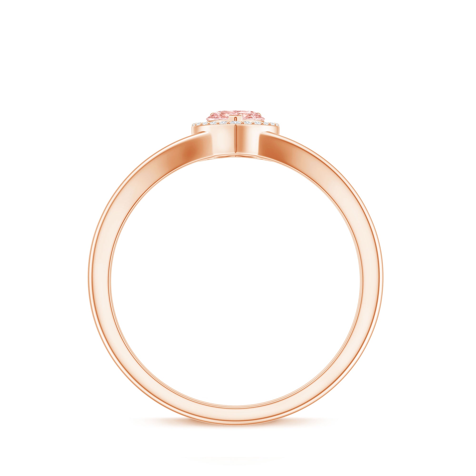 IGI Certified Lab Grown Pink Diamond Heart Promise Ring with Halo E-VS1 - Rosec Jewels