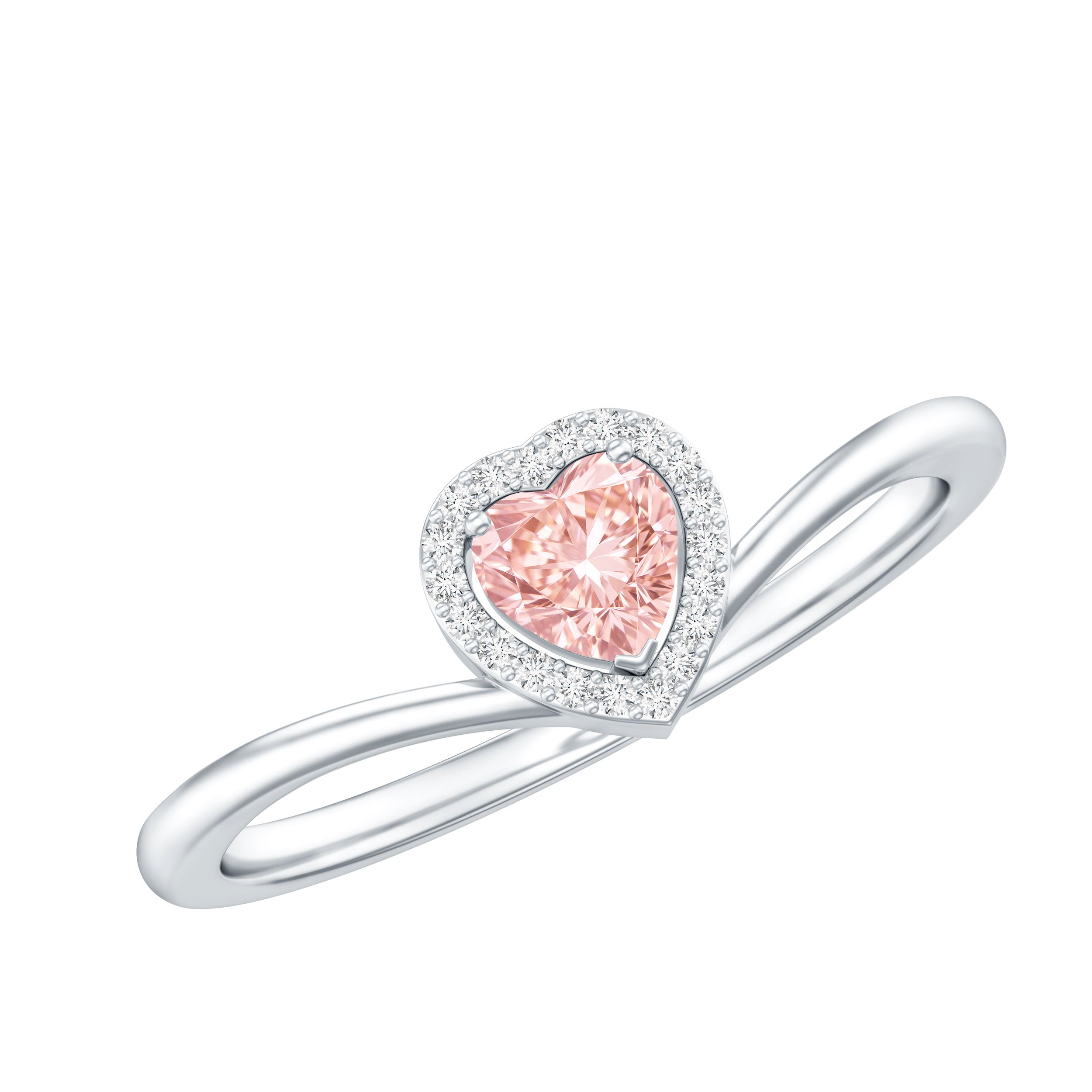 IGI Certified Lab Grown Pink Diamond Heart Promise Ring with Halo Fancy Pink - VS1 - Rosec Jewels