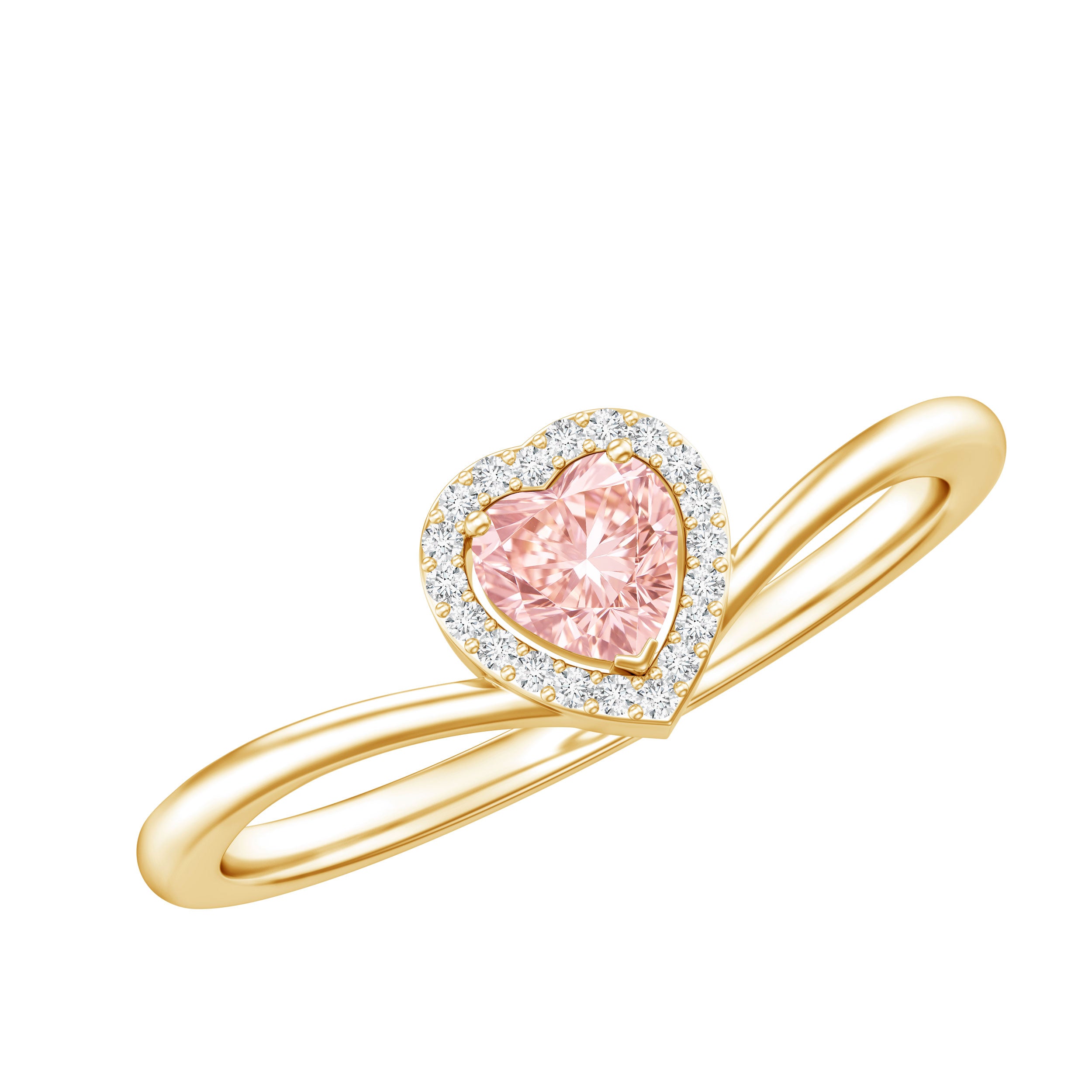 IGI Certified Lab Grown Pink Diamond Heart Promise Ring with Halo E-VS1 - Rosec Jewels