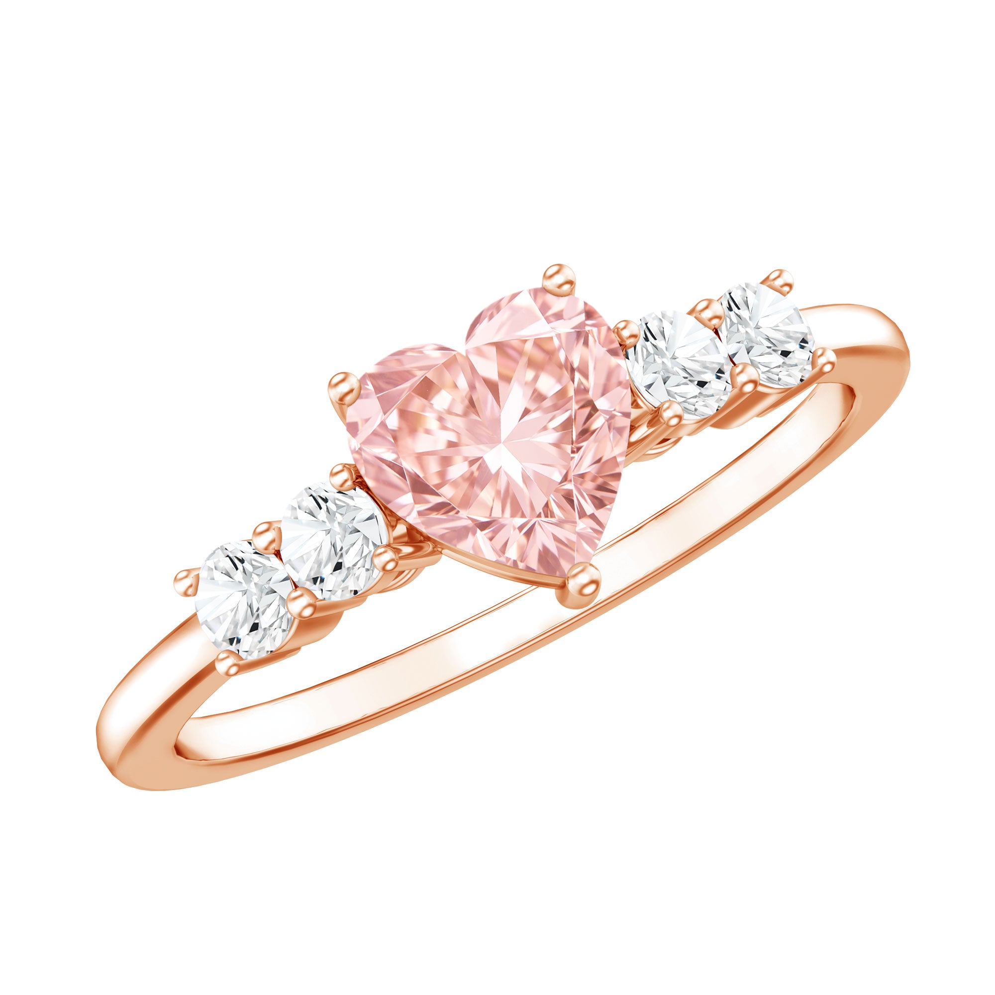 IGI Certified 1 Carat Lab Grown Pink and White Diamond Heart Promise Ring for Her VVS - Rosec Jewels