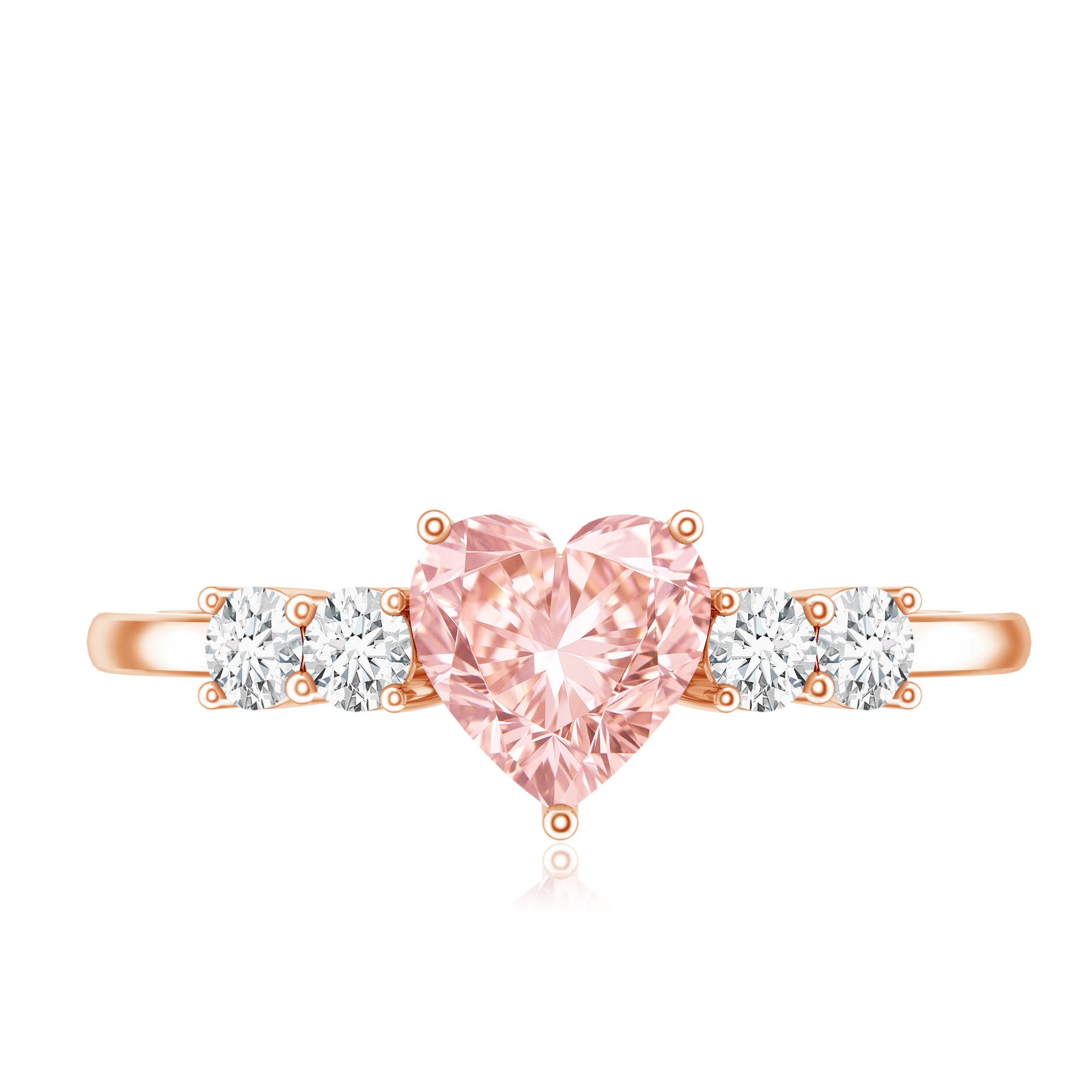 IGI Certified 1 Carat Lab Grown Pink and White Diamond Heart Promise Ring for Her VVS - Rosec Jewels
