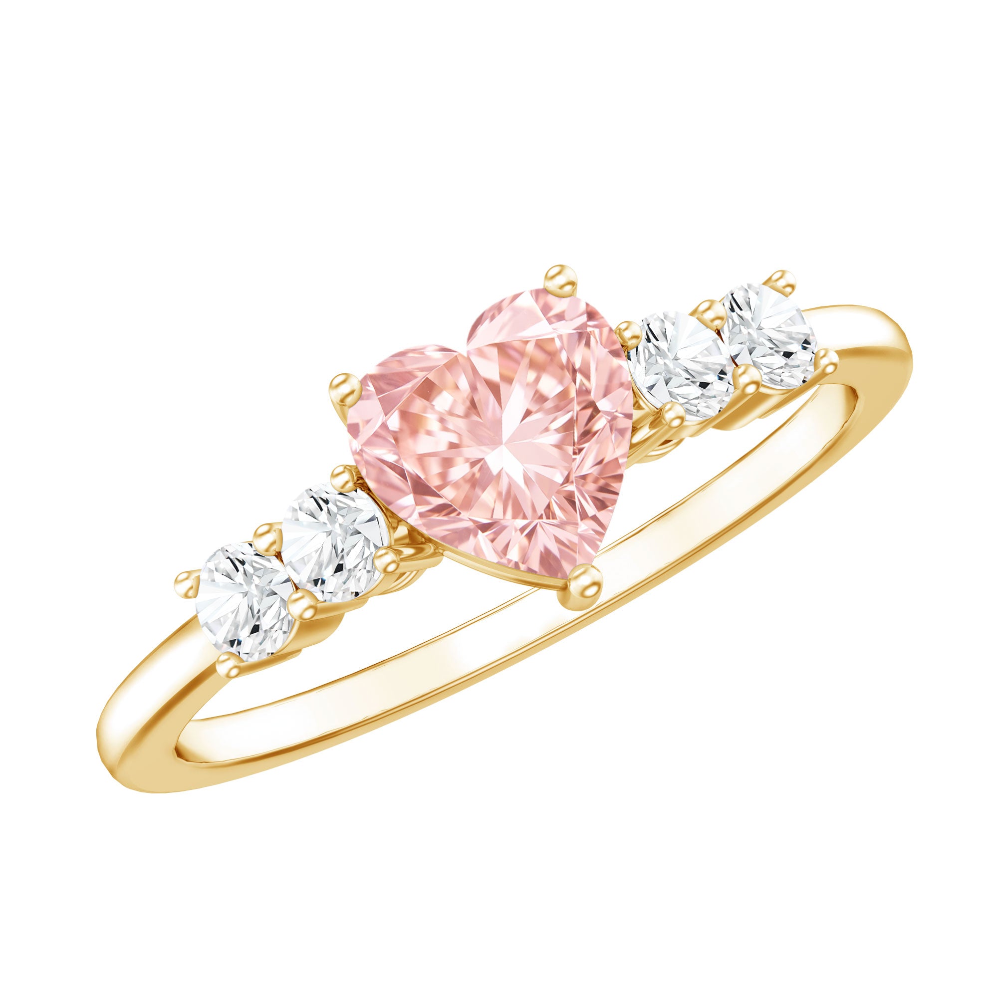 IGI Certified 1 Carat Lab Grown Pink and White Diamond Heart Promise Ring for Her VVS - Rosec Jewels