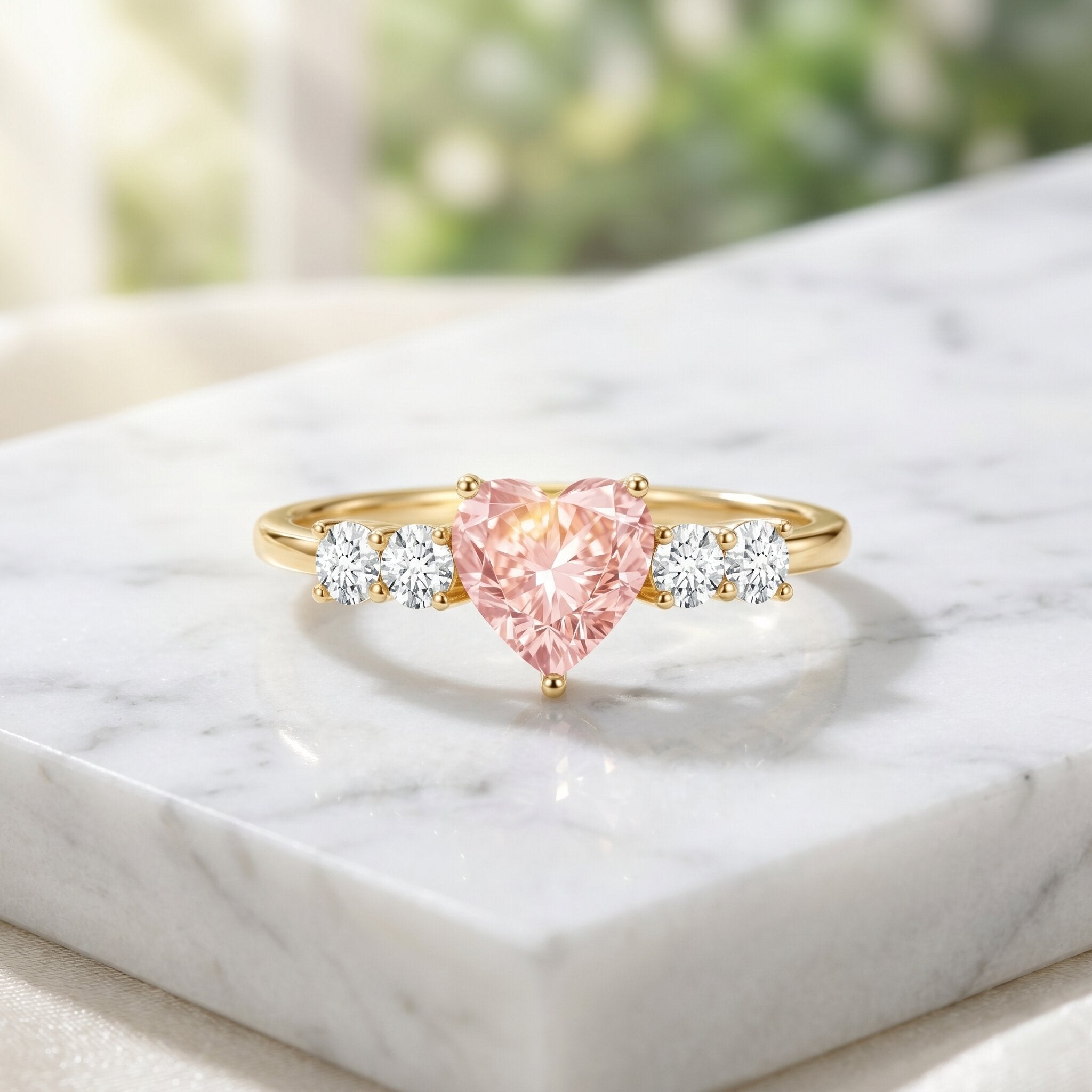 IGI Certified 1 Carat Lab Grown Pink and White Diamond Heart Promise Ring for Her Fancy Pink - VS1 - Rosec Jewels
