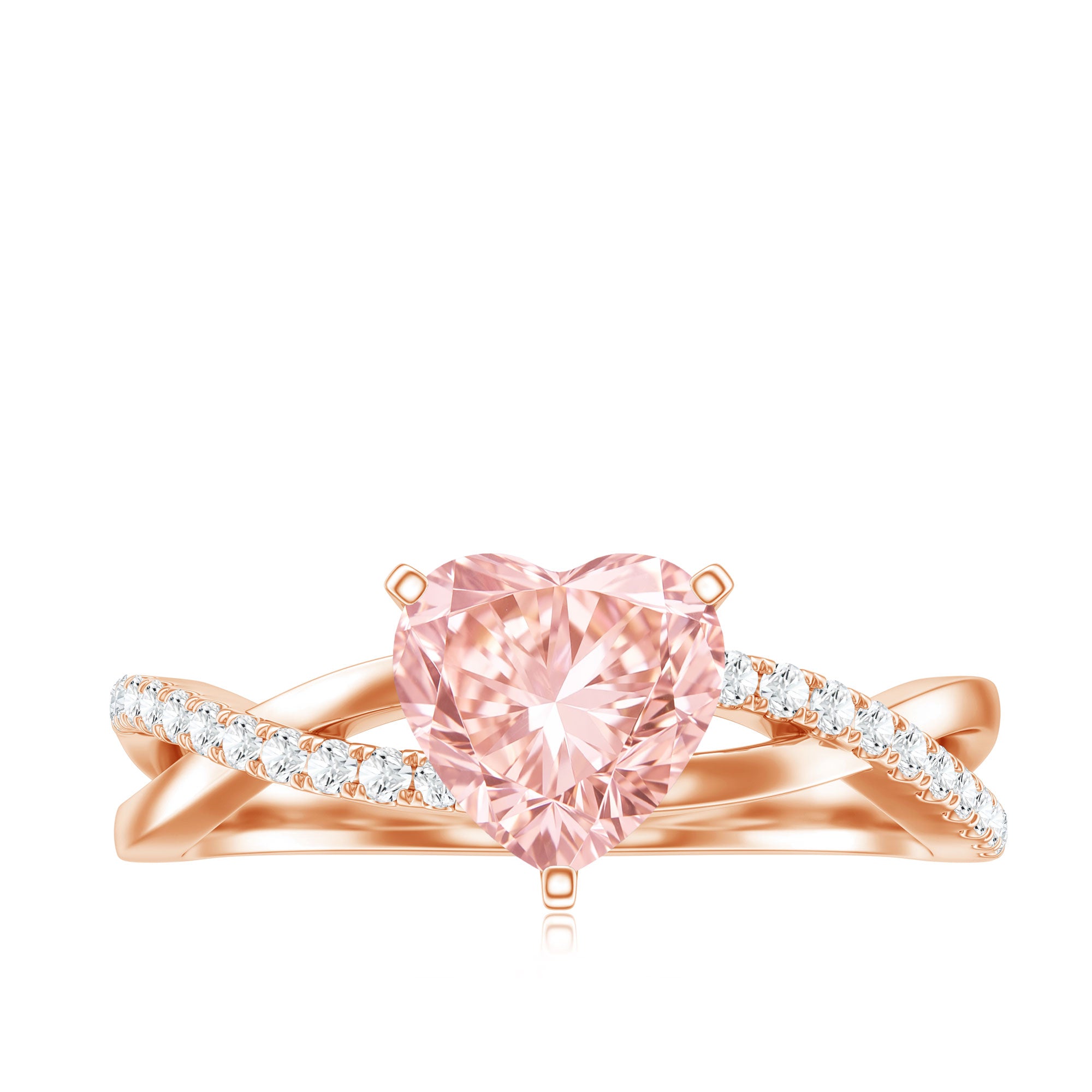 IGI Certified 1 CT Solitaire Lab Grown Pink Diamond Heart Engagement Ring E-VS1 - Rosec Jewels