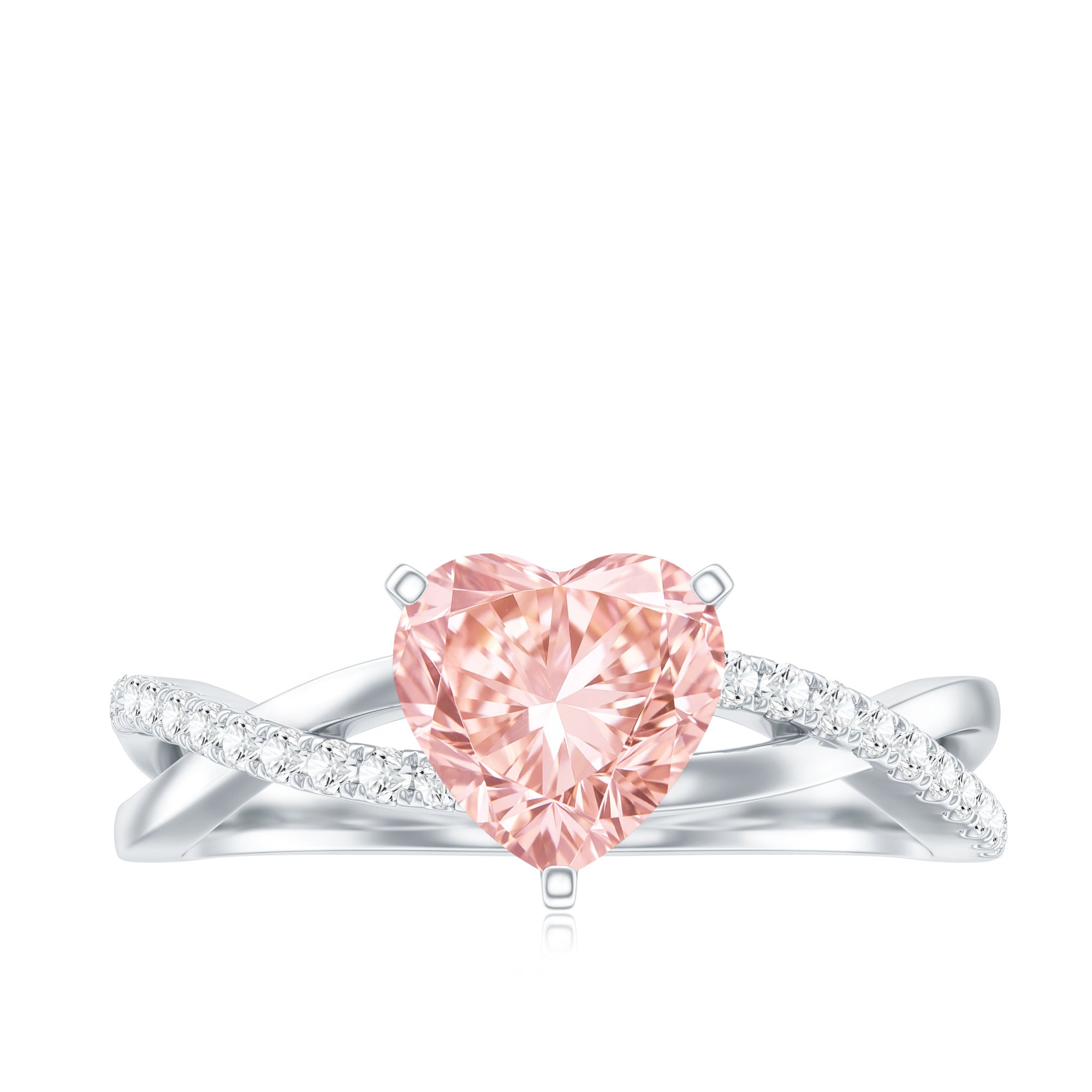 IGI Certified 1 CT Solitaire Lab Grown Pink Diamond Heart Engagement Ring E-VS1 - Rosec Jewels