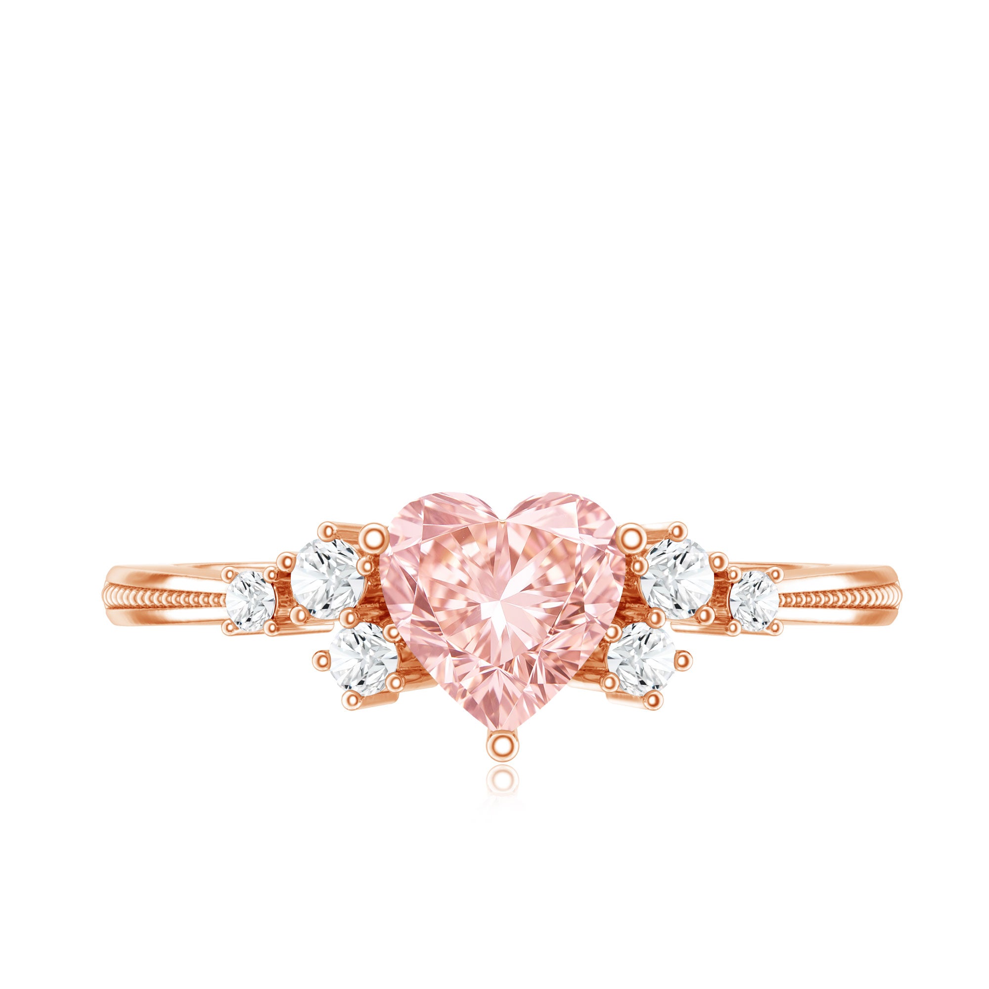 1 CT Lab Grown Pink and White Diamond Heart Engagement Ring IGI Certified E-VS1 - Rosec Jewels