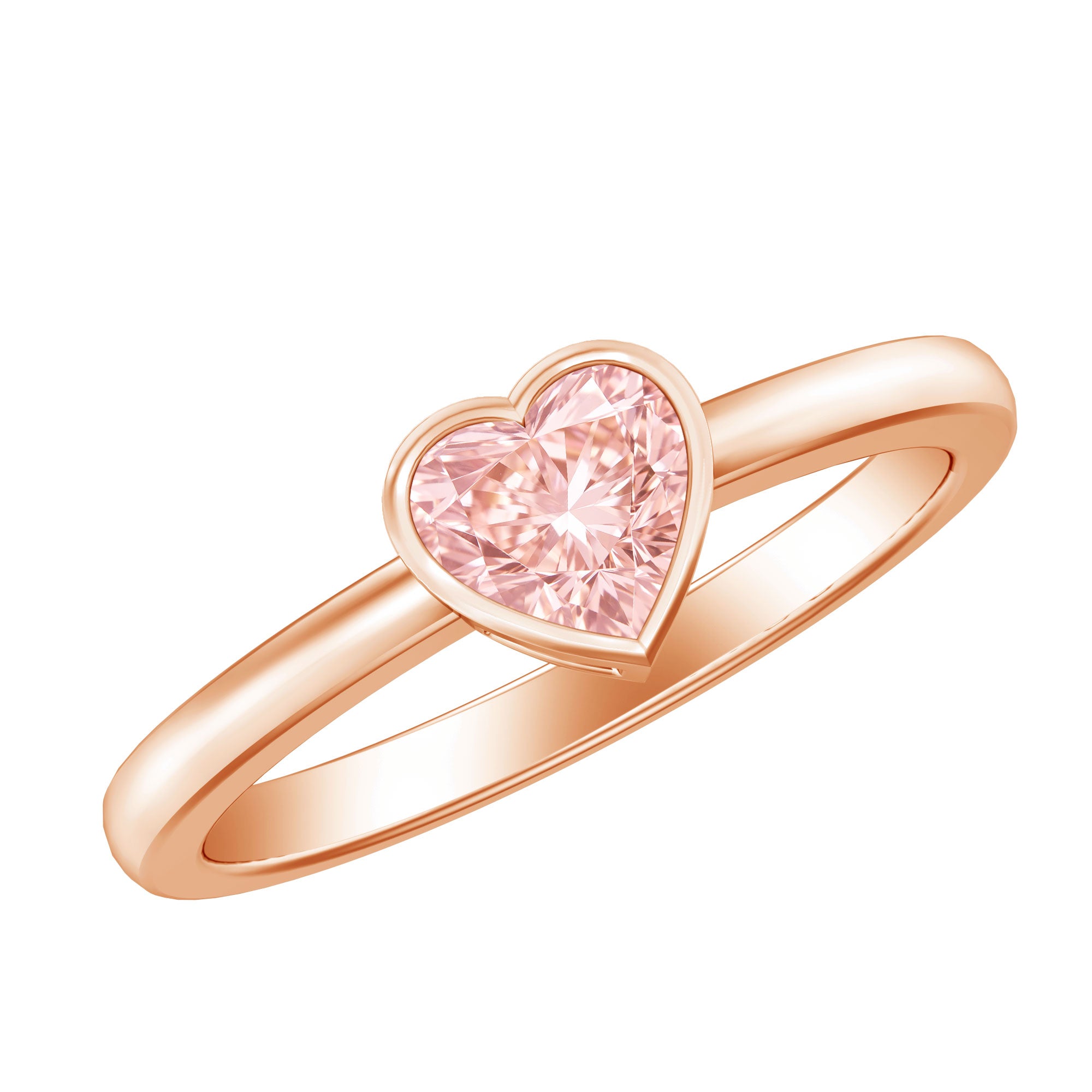 Bezel Set Lab Grown Pink Diamond Solitaire Promise Ring with IGI Certificate Fancy Pink - VS1 - Rosec Jewels
