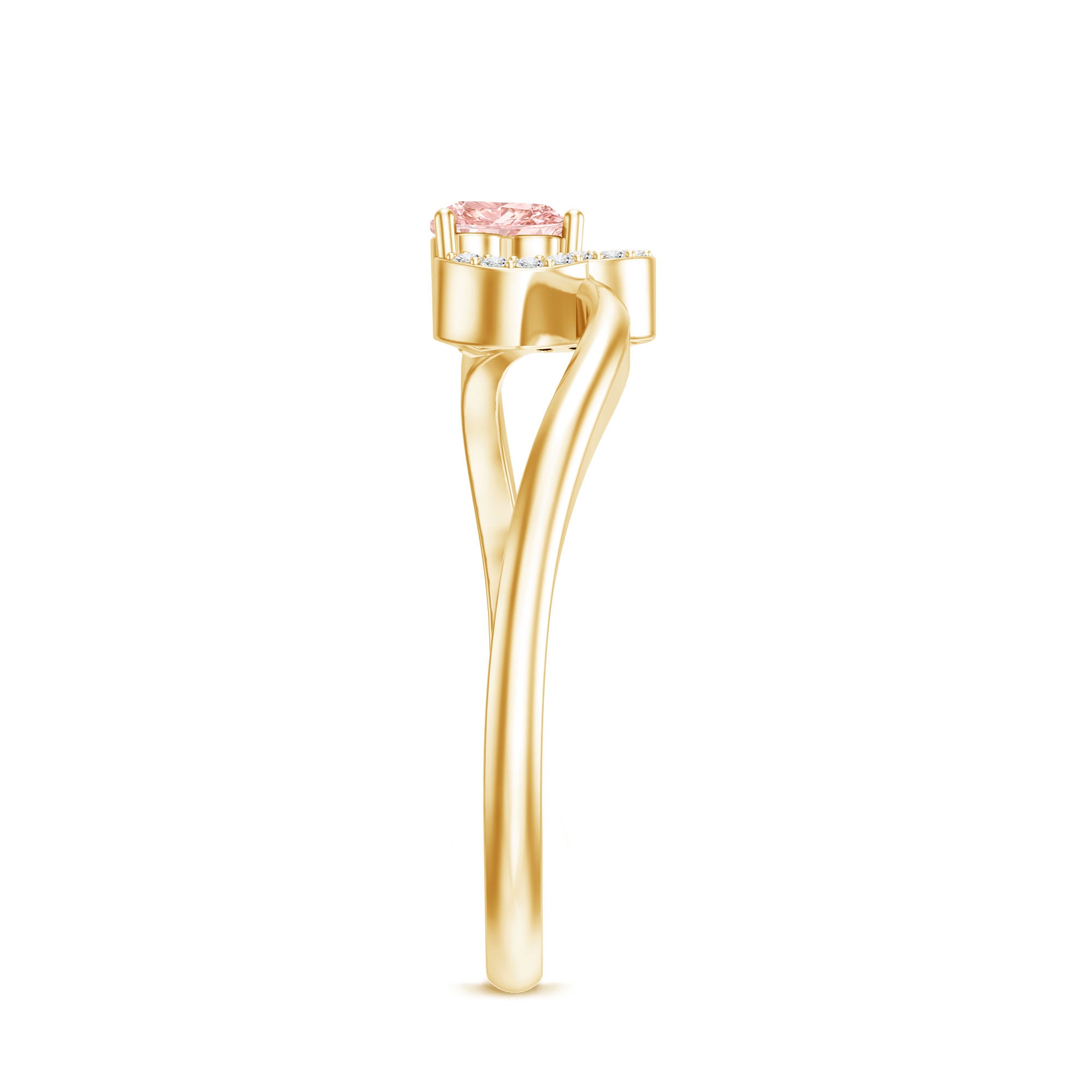IGI Certified Lab Grown Pink Diamond Heart Promise Ring with Twisted Band E-VS1 - Rosec Jewels