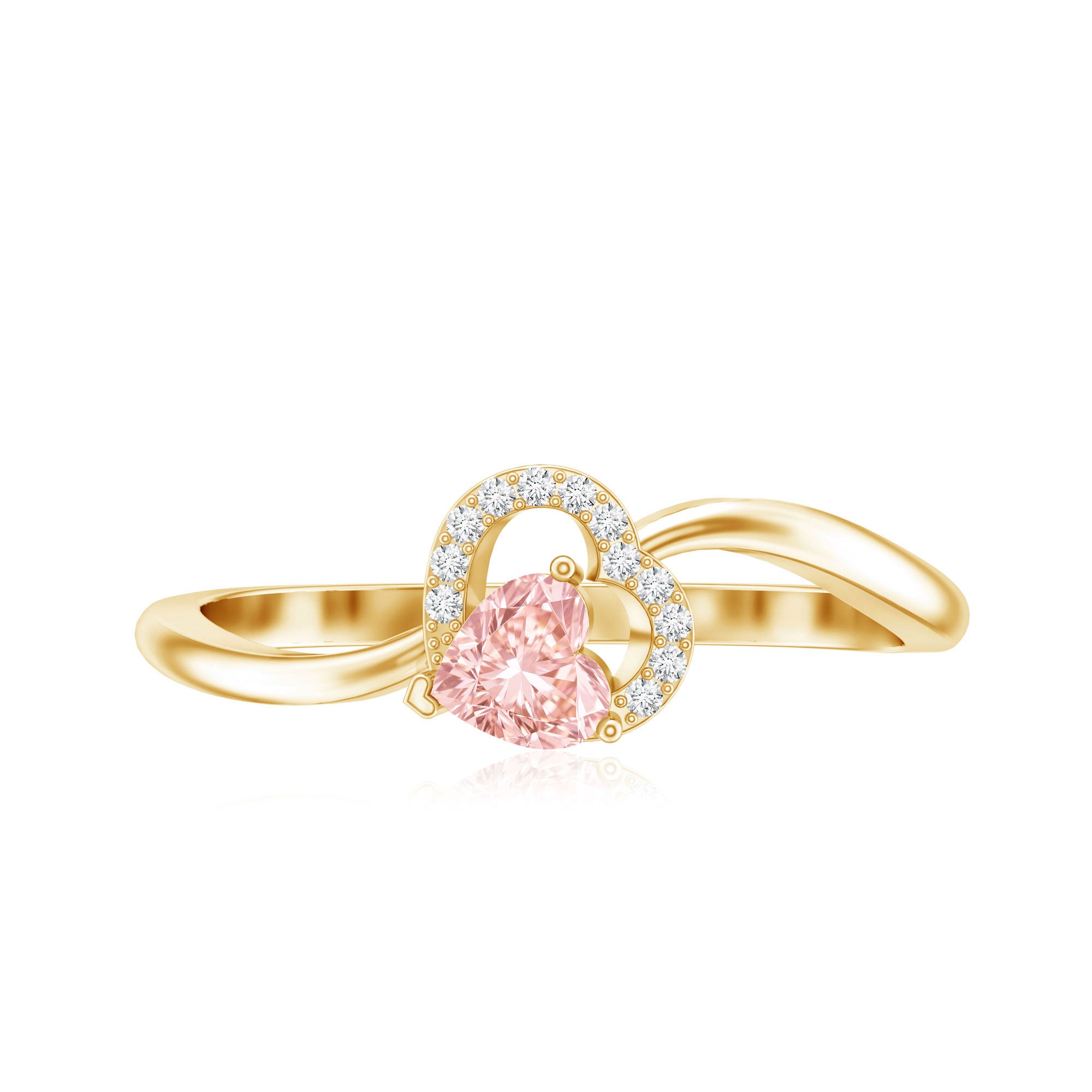 IGI Certified Lab Grown Pink Diamond Heart Promise Ring with Twisted Band E-VS1 - Rosec Jewels