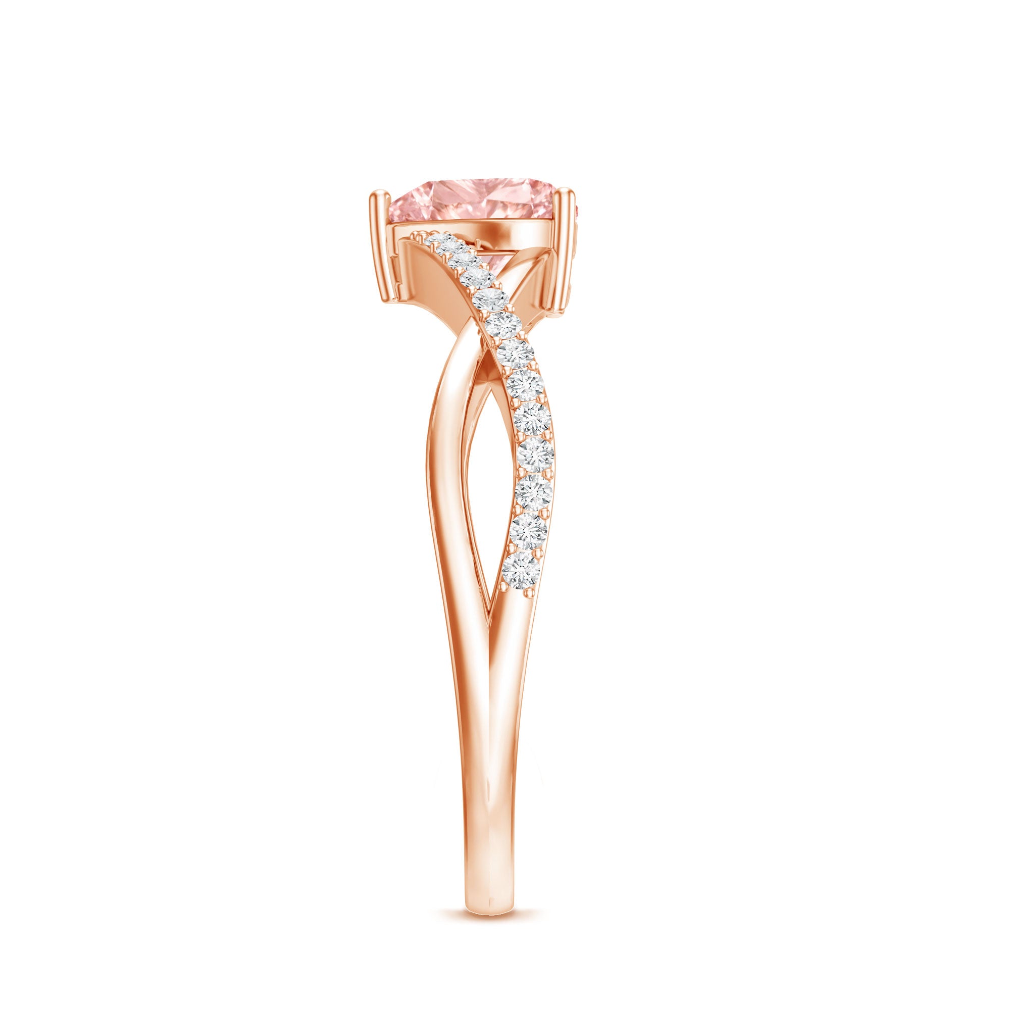 IGI Certified 1 CT Heart Shaped Lab Grown Pink Diamond Infinity Engagement Ring E-VS1 - Rosec Jewels