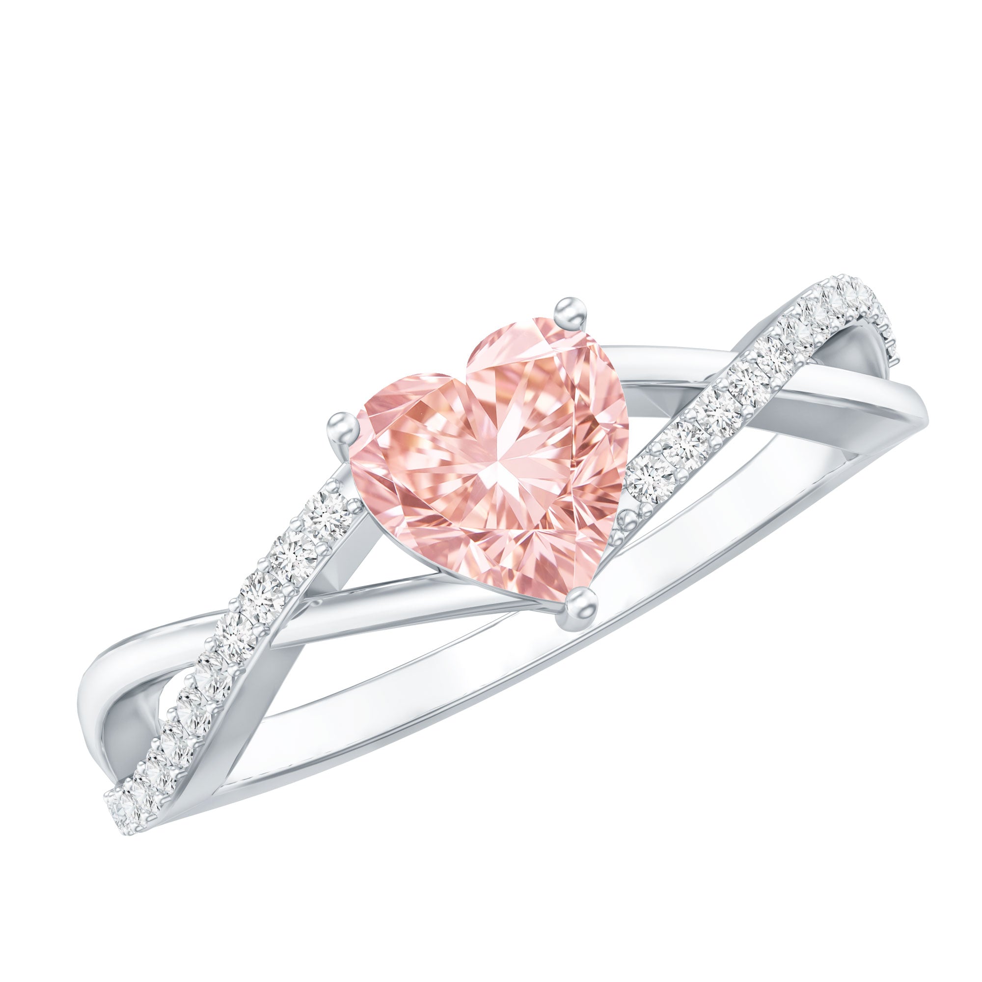1 CT Heart Shaped Lab Grown Pink Diamond Infinity Engagement Ring