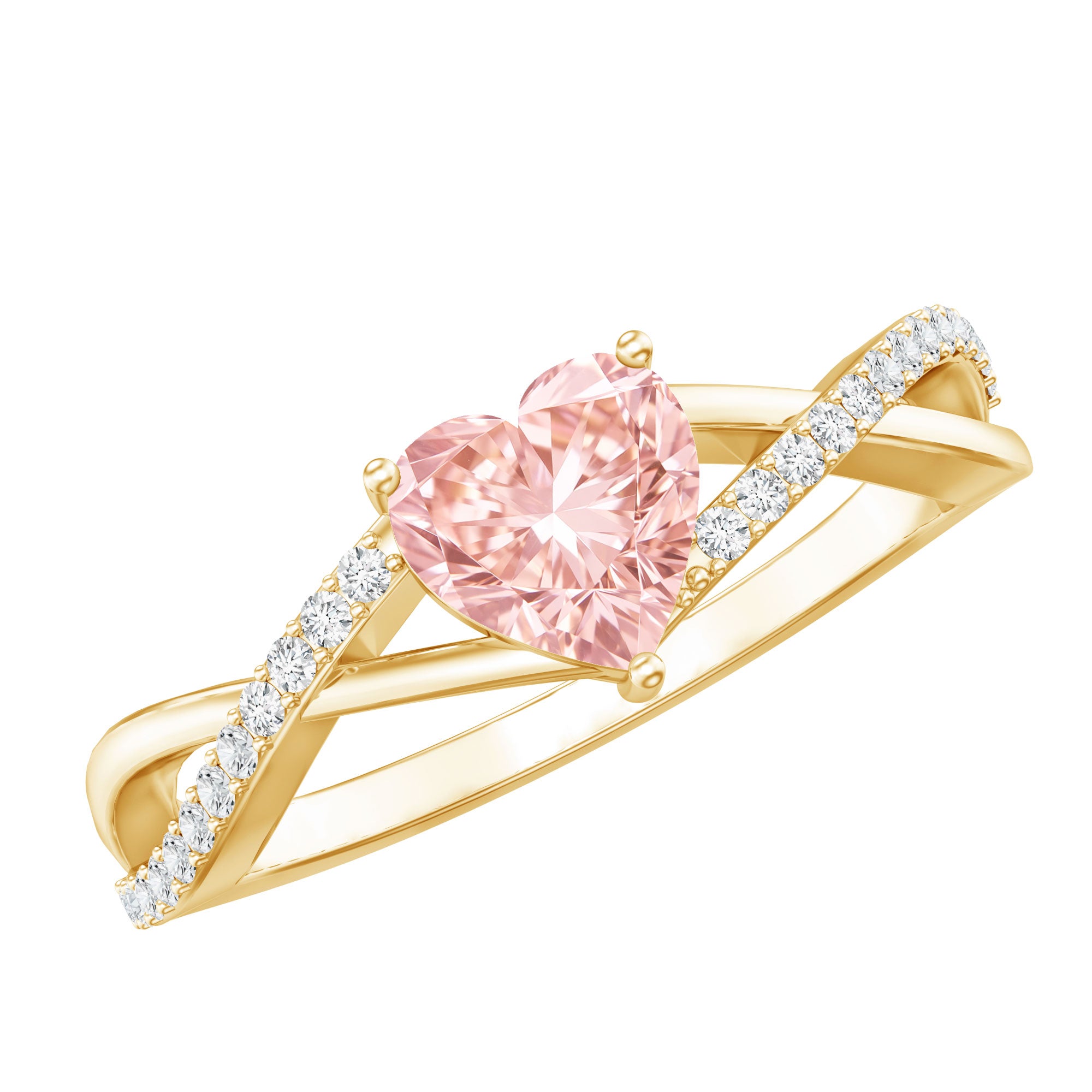 IGI Certified 1 CT Heart Shaped Lab Grown Pink Diamond Infinity Engagement Ring E-VS1 - Rosec Jewels