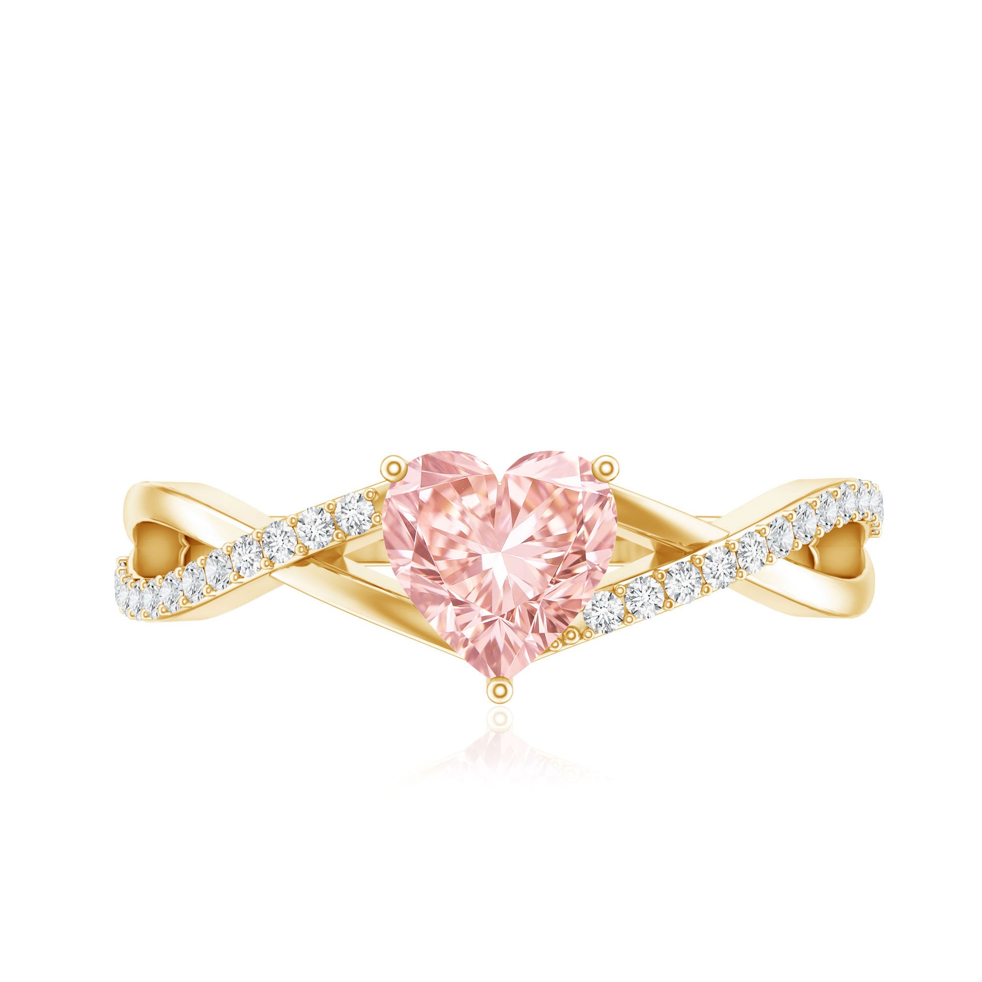 IGI Certified 1 CT Heart Shaped Lab Grown Pink Diamond Infinity Engagement Ring E-VS1 - Rosec Jewels