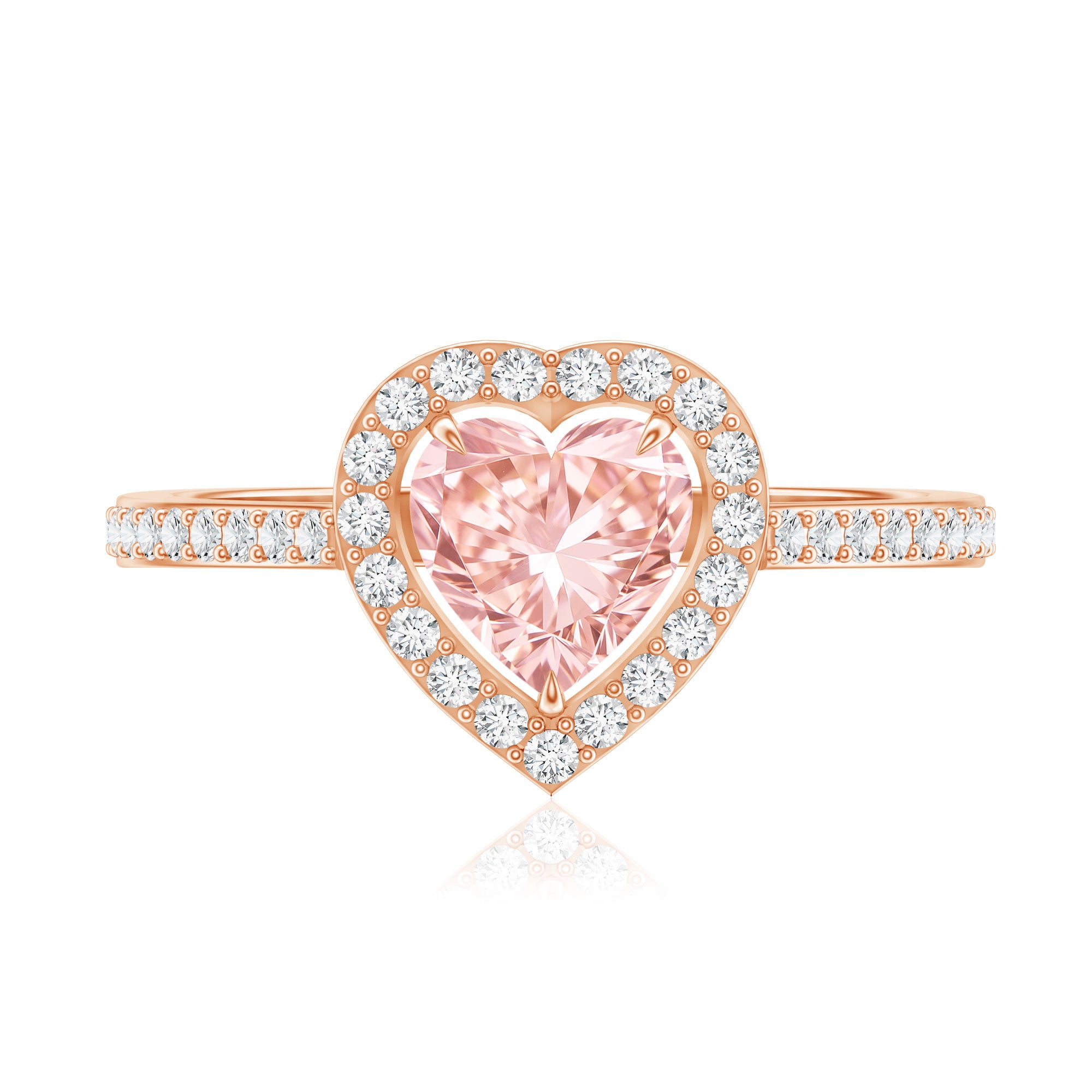 Heart Shape 1 CT Lab Grown Pink White Diamond Halo Engagement Ring IGI Certified Fancy Pink - VS1 - Rosec Jewels