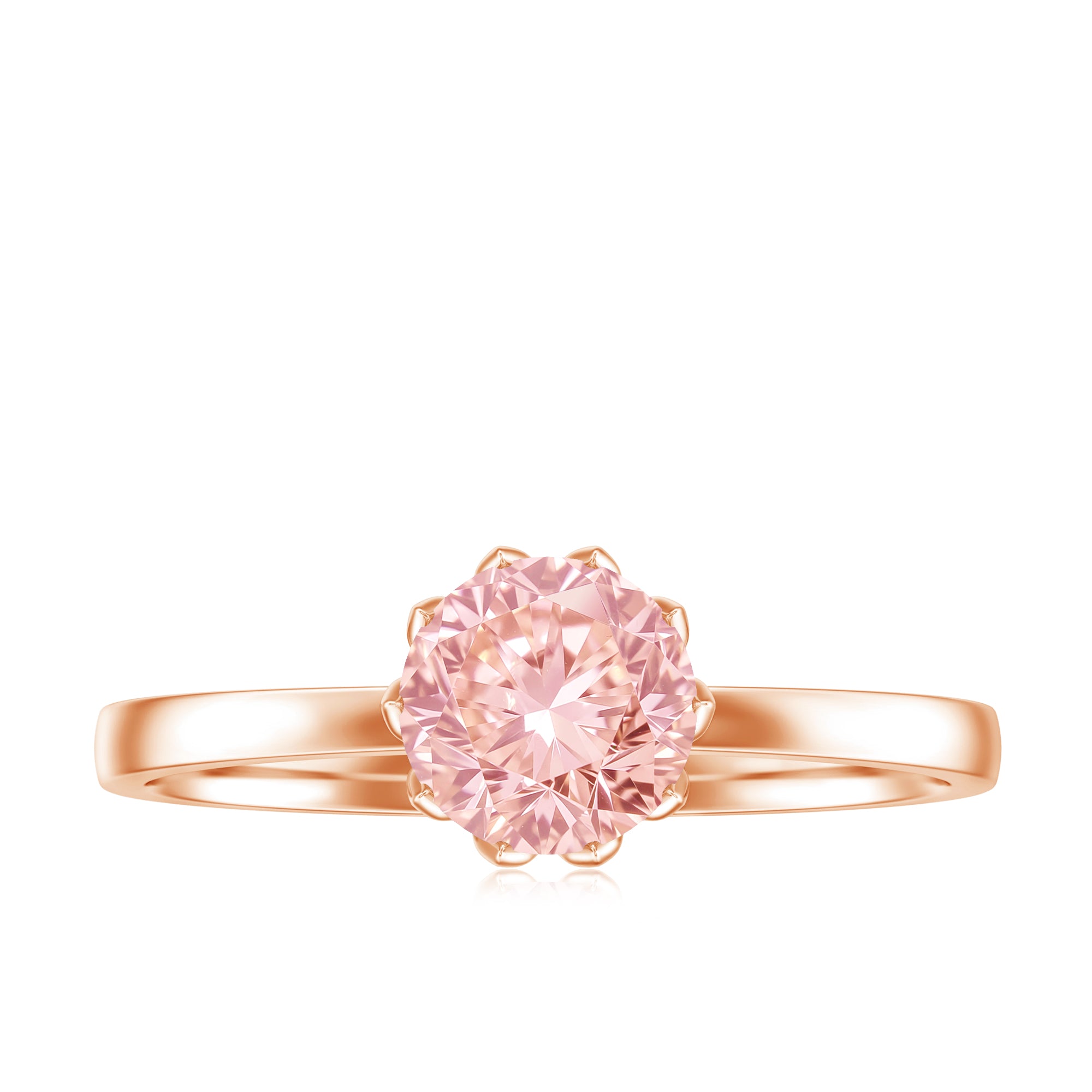 IGI Certified 1 CT Lab Grown Pink Diamond Solitaire Engagement Ring in Lotus Basket Setting E-VS1 - Rosec Jewels