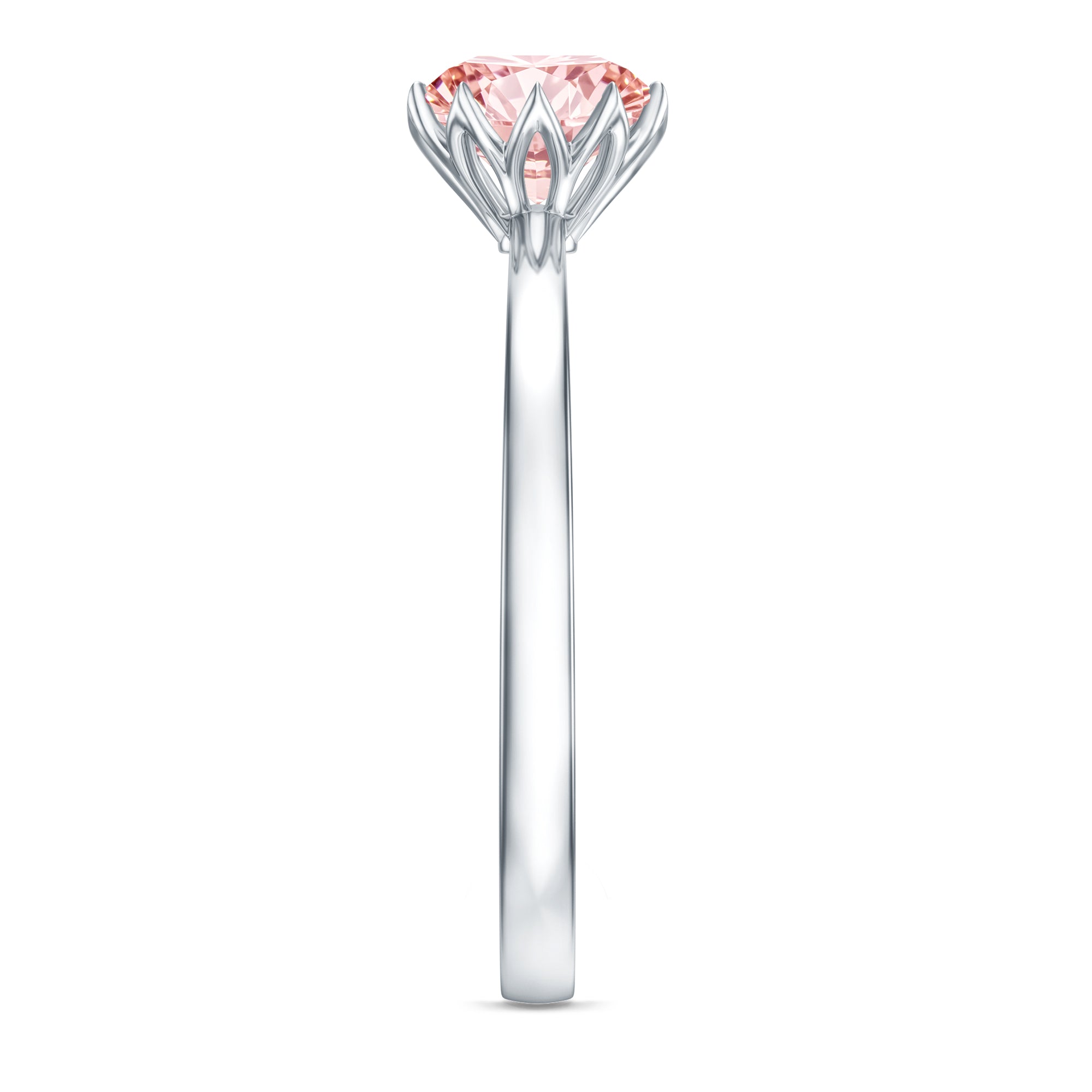 IGI Certified 1 CT Lab Grown Pink Diamond Solitaire Engagement Ring in Lotus Basket Setting Fancy Pink - VS1 - Rosec Jewels
