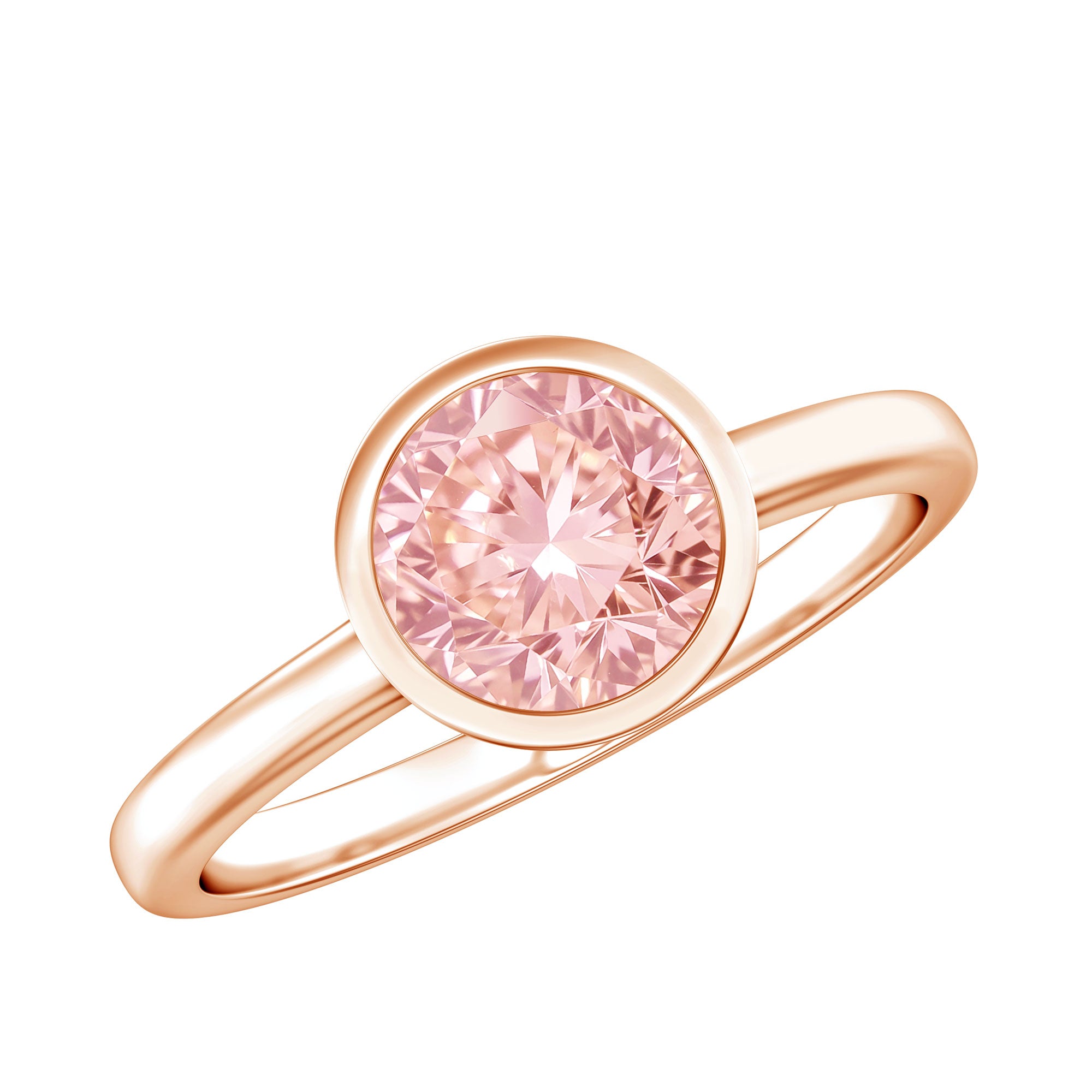 1 CT Lab Grown Pink Diamond Bezel Set Engagement Ring with IGI Certificate Fancy Pink - VS1 - Rosec Jewels