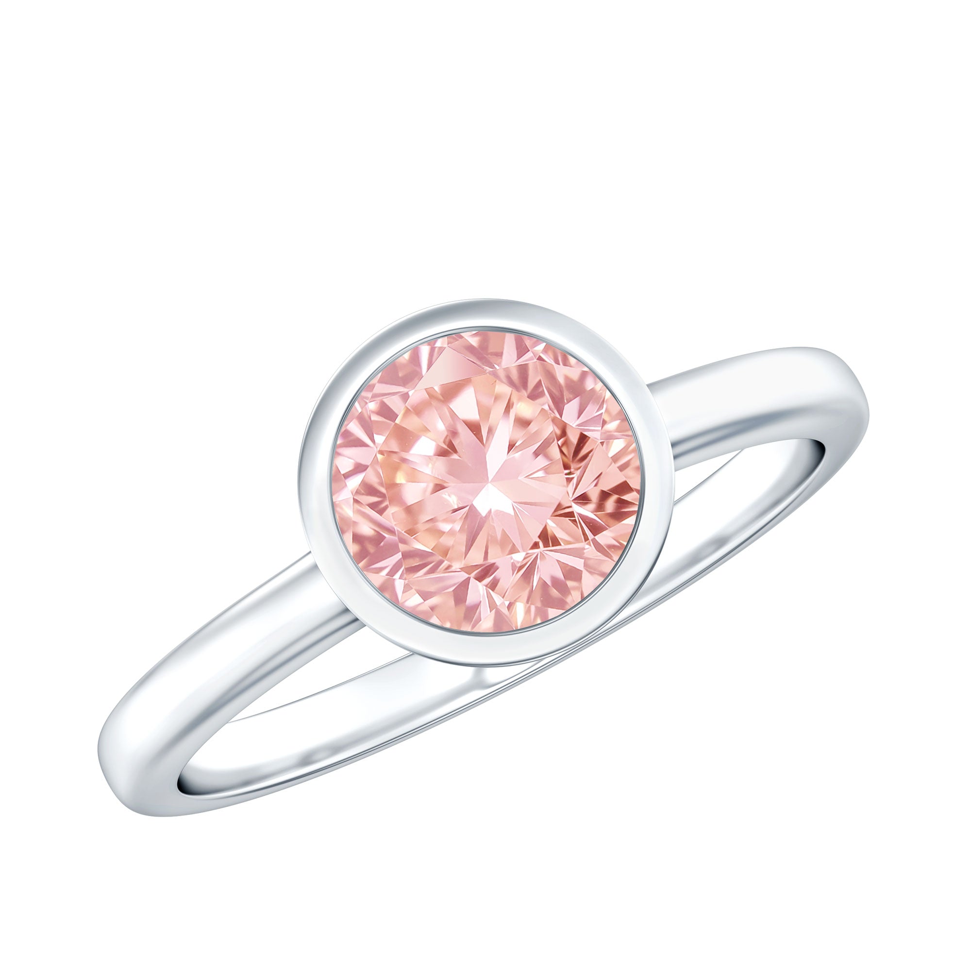 1 CT Lab Grown Pink Diamond Bezel Set Engagement Ring with IGI Certificate Fancy Pink - VS1 - Rosec Jewels
