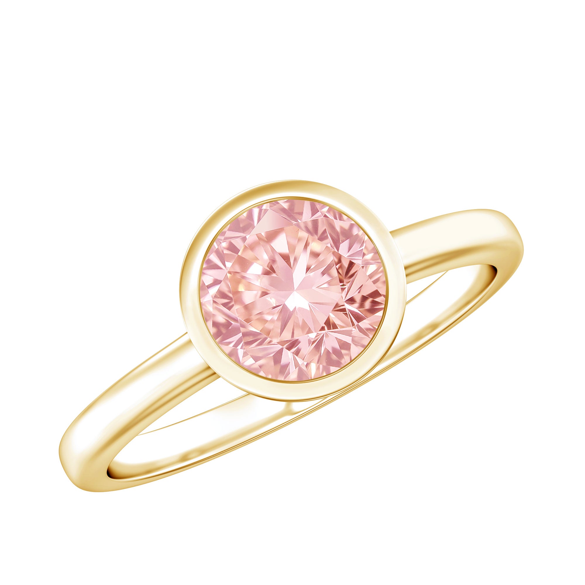 1 CT Lab Grown Pink Diamond Bezel Set Engagement Ring with IGI Certificate Fancy Pink - VS1 - Rosec Jewels