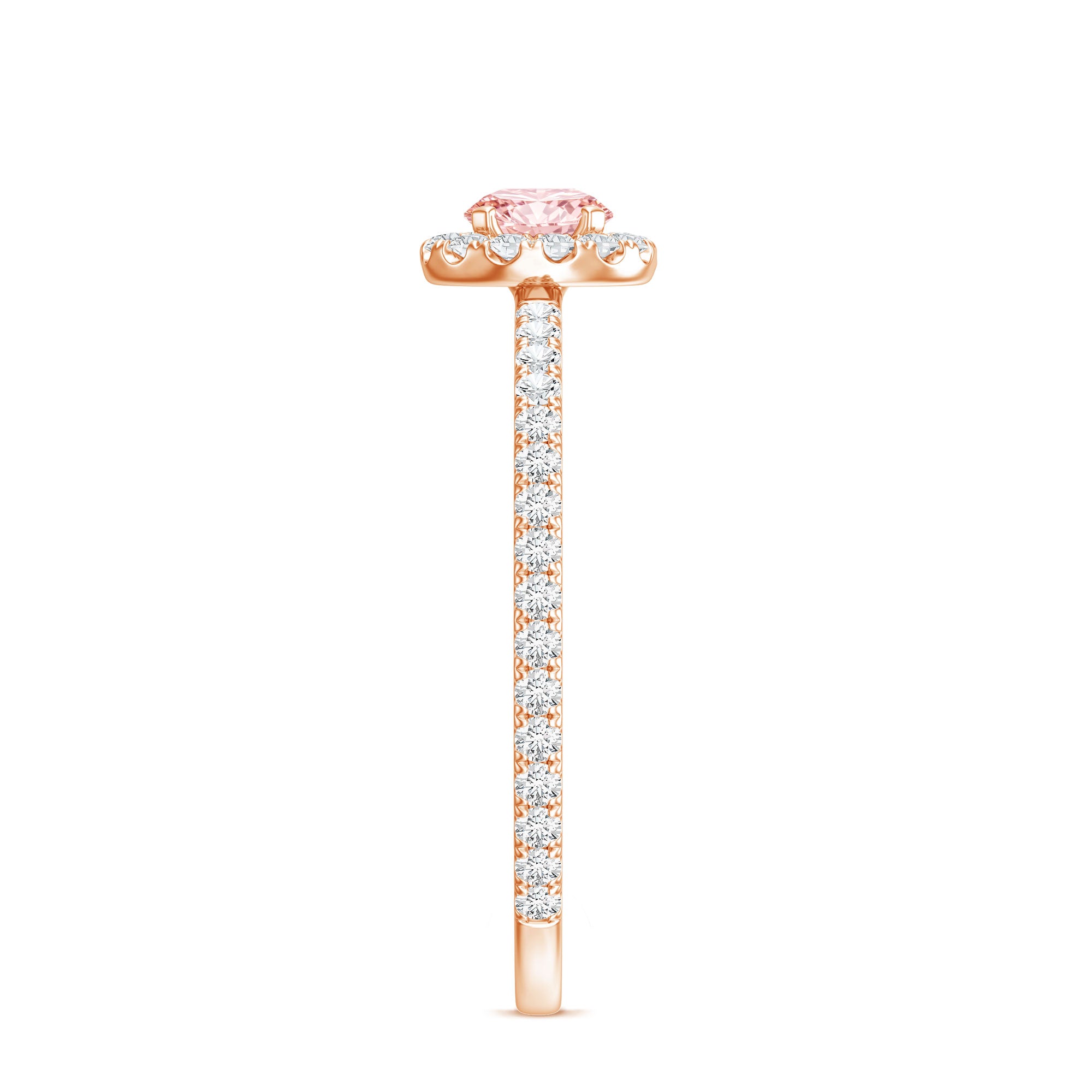 Lab Grown Pink White Diamond Halo Engagement Ring with IGI Certificate Fancy Pink - VS1 - Rosec Jewels