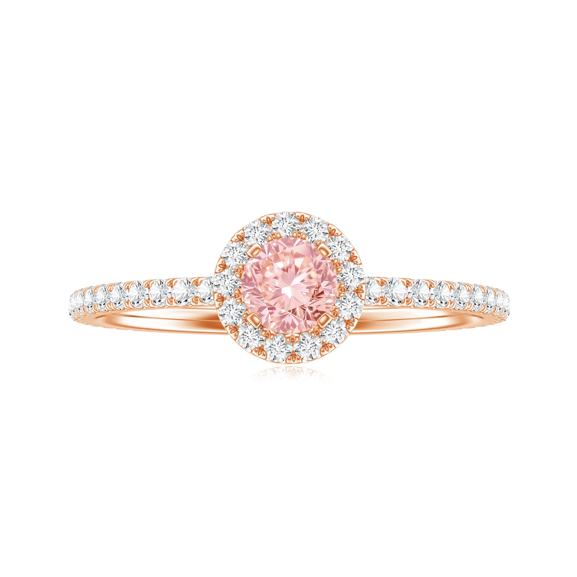 Lab Grown Pink White Diamond Halo Engagement Ring with IGI Certificate Fancy Pink - VS1 - Rosec Jewels