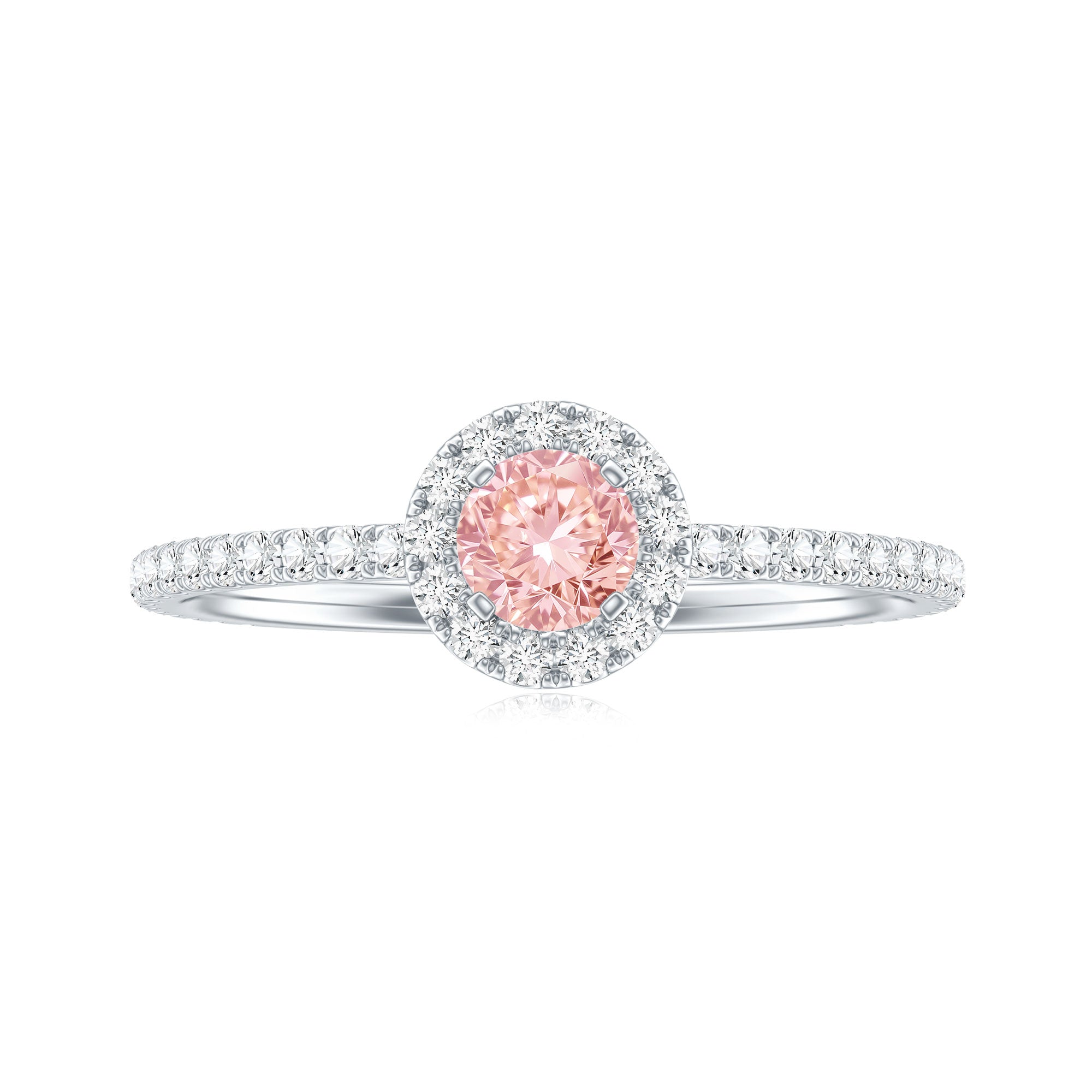 Lab Grown Pink White Diamond Halo Engagement Ring with IGI Certificate Fancy Pink - VS1 - Rosec Jewels