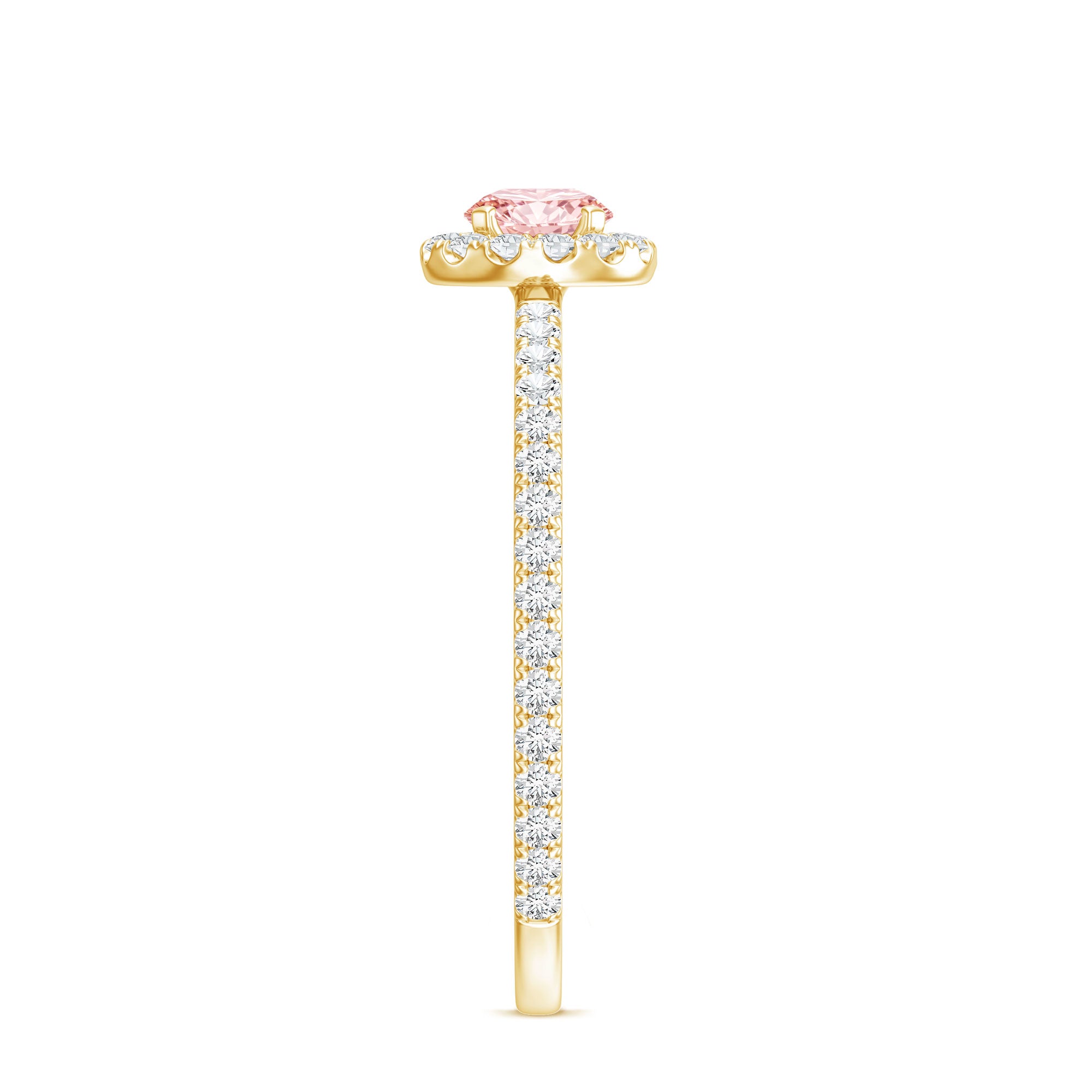 Lab Grown Pink White Diamond Halo Engagement Ring with IGI Certificate Fancy Pink - VS1 - Rosec Jewels
