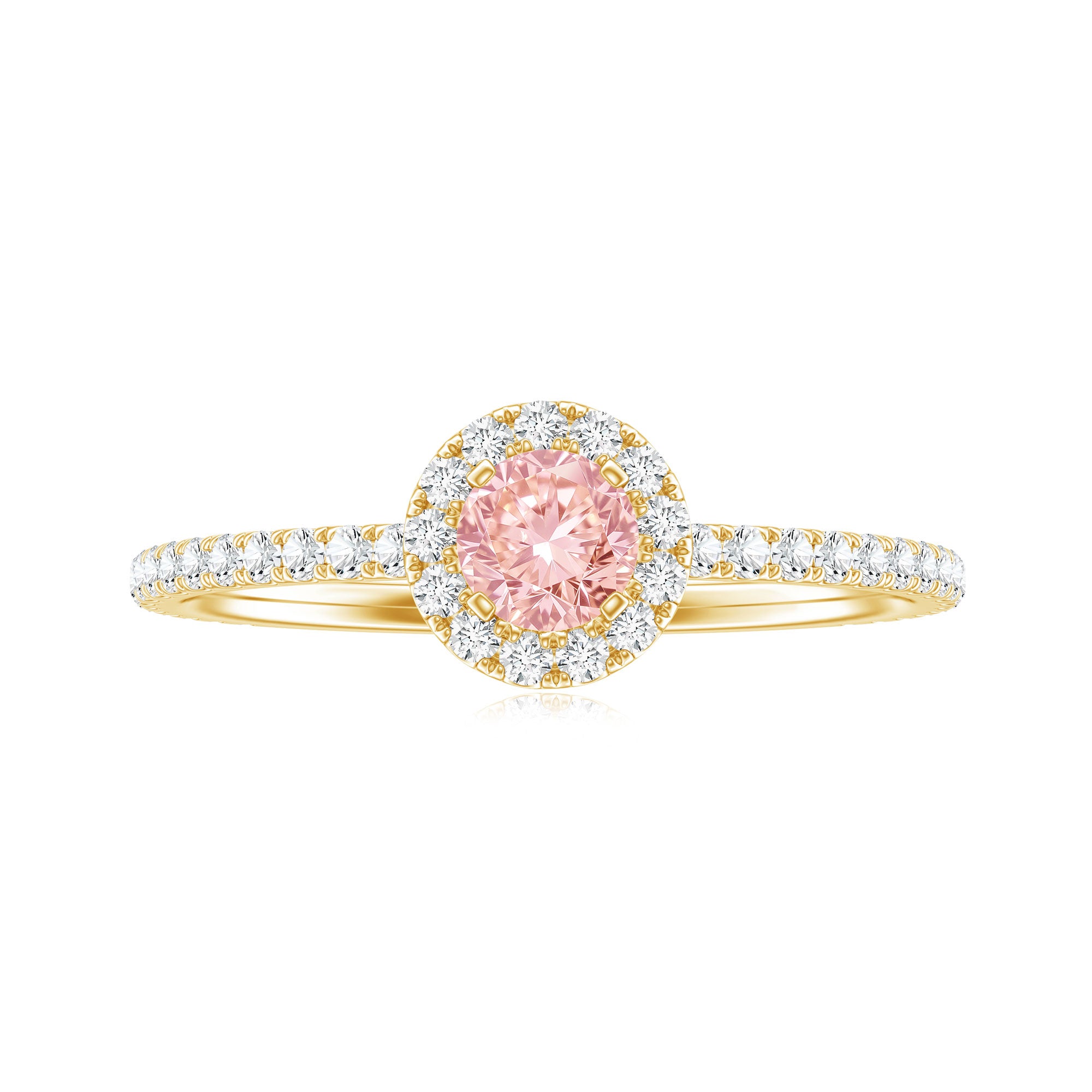 Lab Grown Pink White Diamond Halo Engagement Ring with IGI Certificate Fancy Pink - VS1 - Rosec Jewels