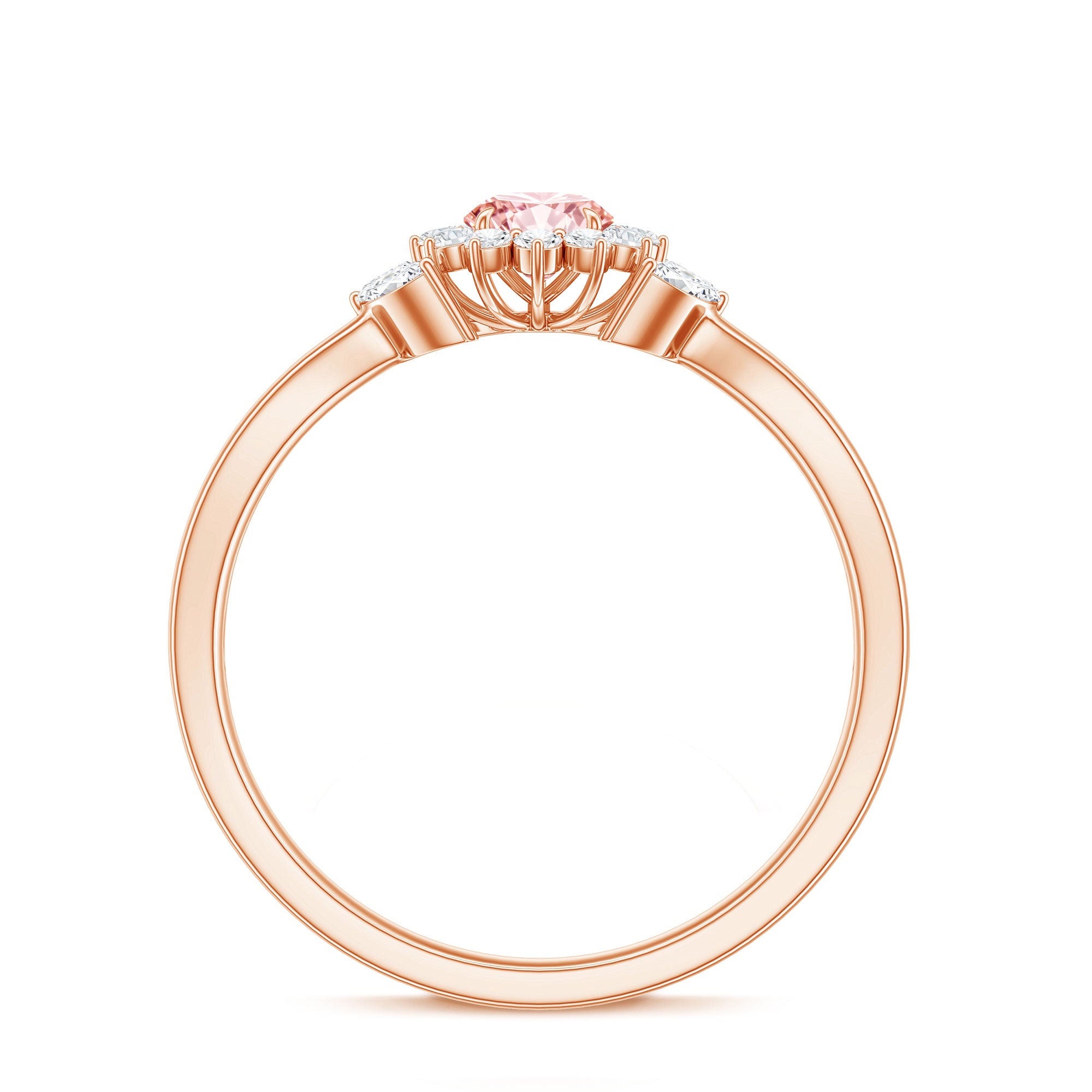 Lab Grown Pink and White Diamond Flower Engagement Ring IGI Certified Fancy Pink - VS1 - Rosec Jewels
