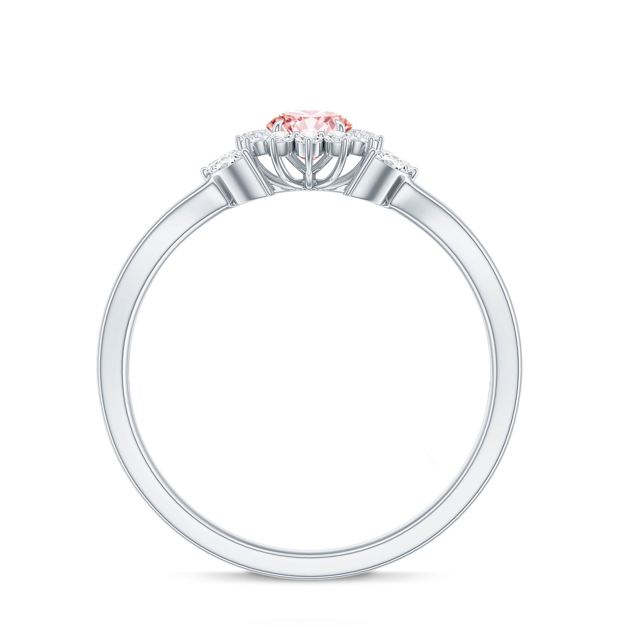Lab Grown Pink and White Diamond Flower Engagement Ring IGI Certified Fancy Pink - VS1 - Rosec Jewels