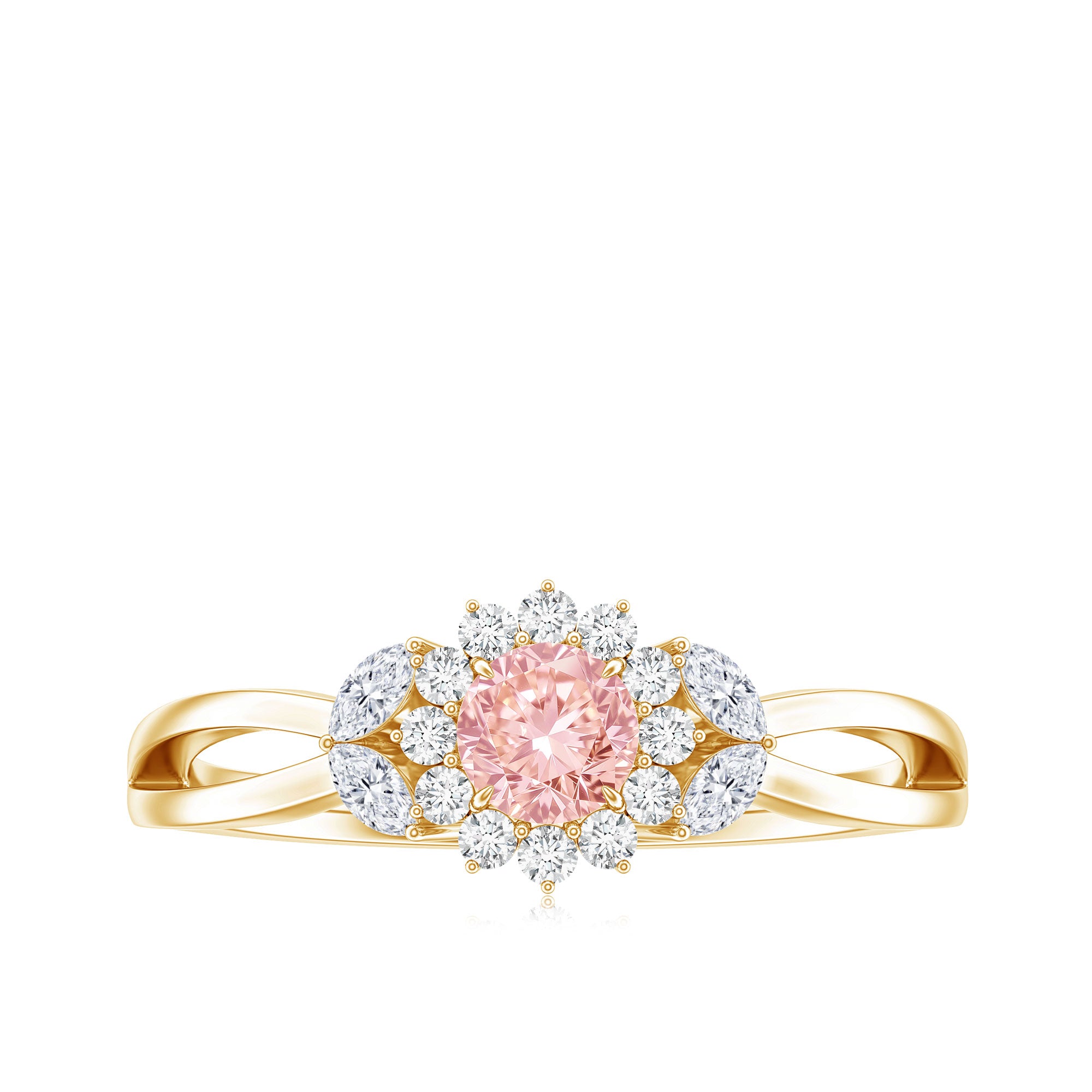 Lab Grown Pink and White Diamond Flower Engagement Ring IGI Certified Fancy Pink - VS1 - Rosec Jewels