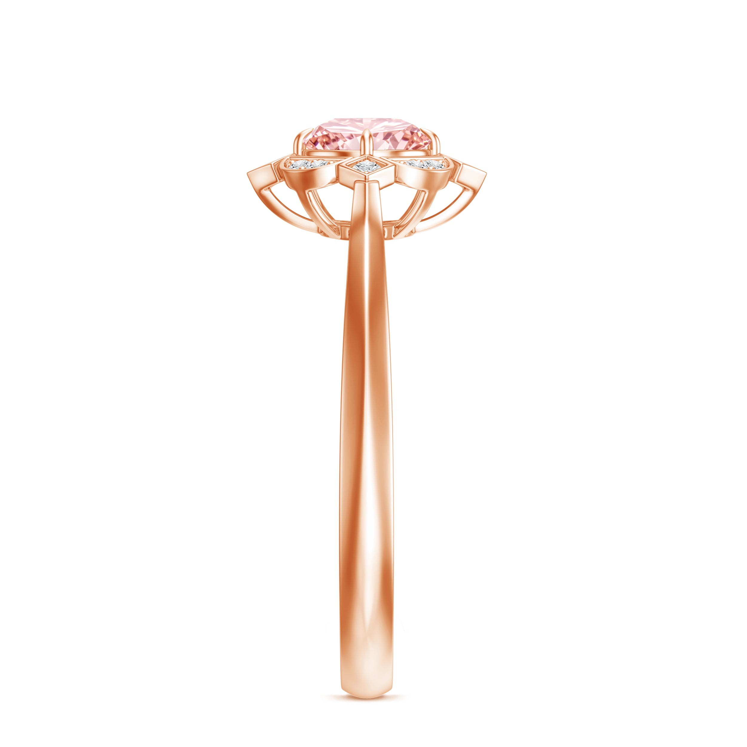 Vintage Inspired Lab Grown Pink Diamond Engagement Ring with IGI Certificate Fancy Pink - VS1 - Rosec Jewels