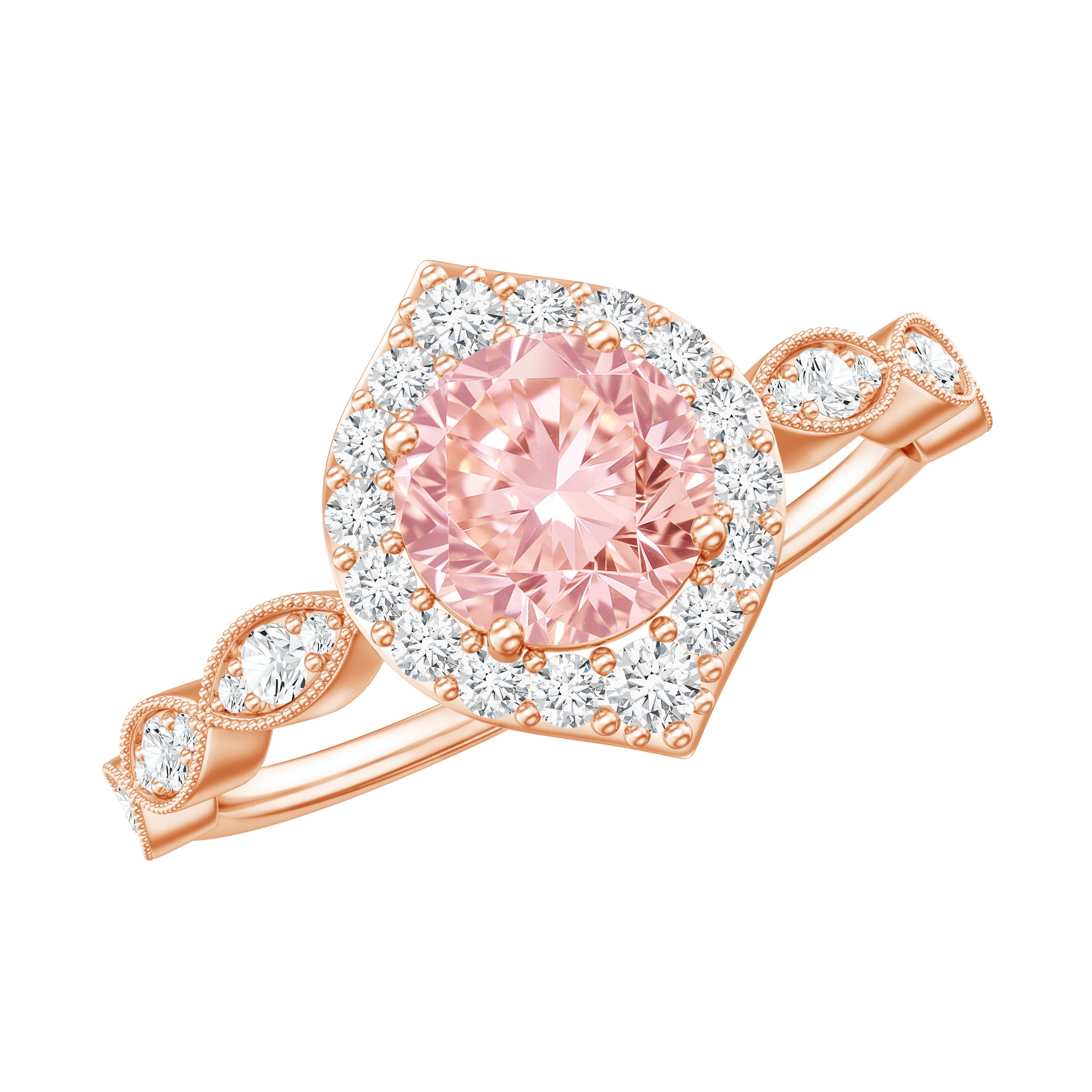 IGI Certified Lab Grown Pink White Diamond Designer Engagement Ring Fancy Pink - VS1 - Rosec Jewels