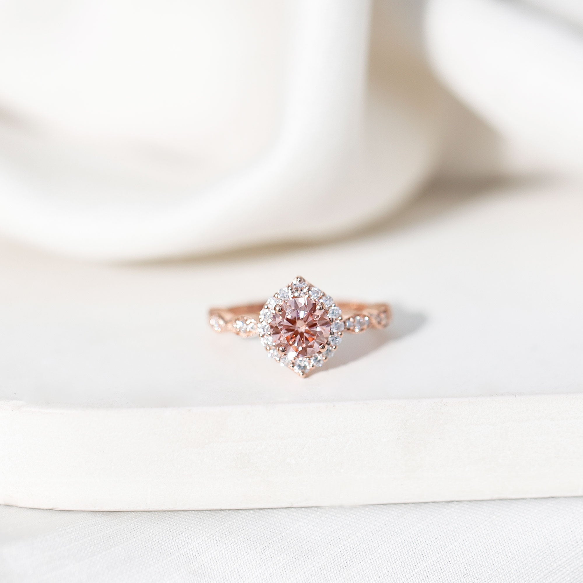 IGI Certified Lab Grown Pink White Diamond Designer Engagement Ring Fancy Pink - VS1 - Rosec Jewels
