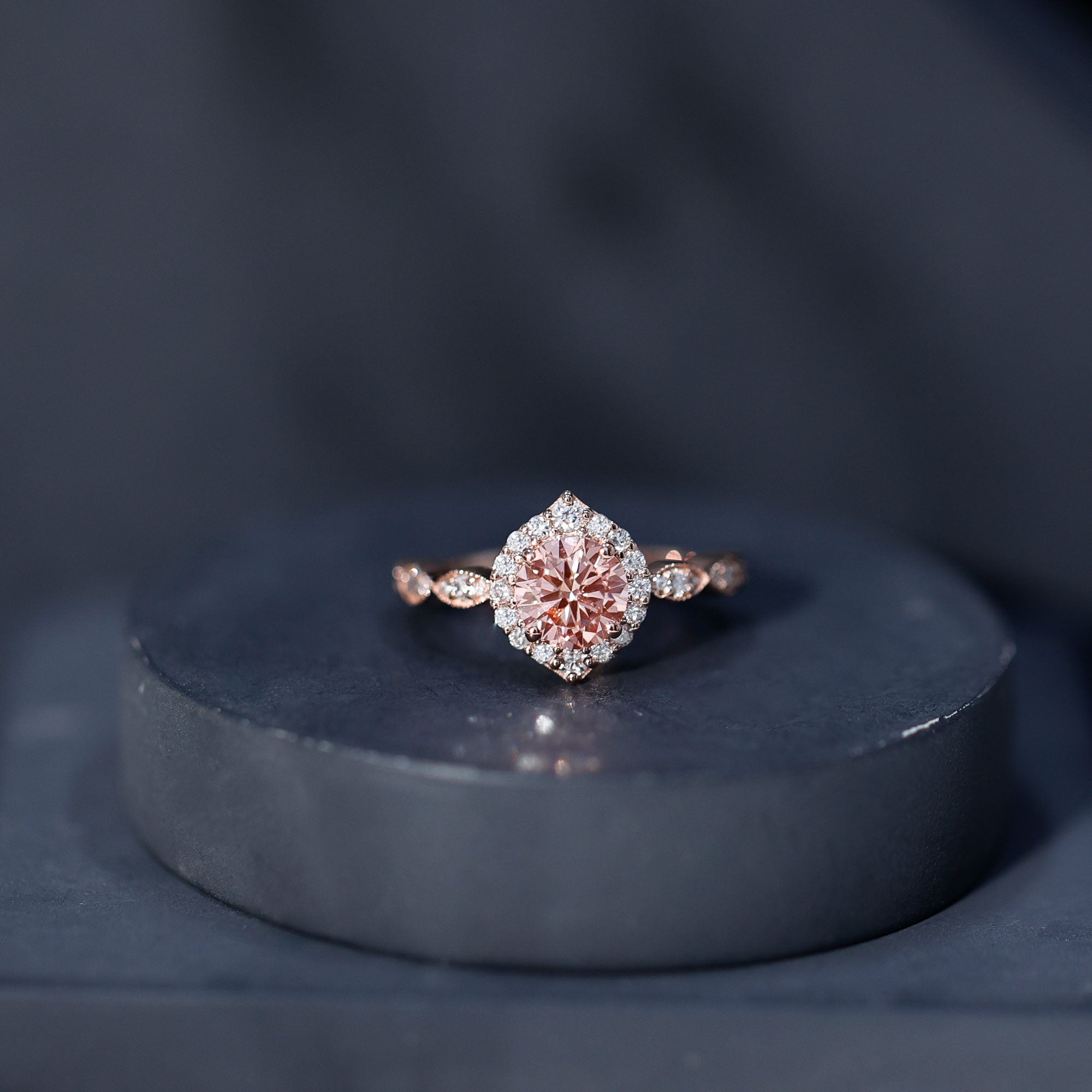 IGI Certified Lab Grown Pink White Diamond Designer Engagement Ring Fancy Pink - VS1 - Rosec Jewels