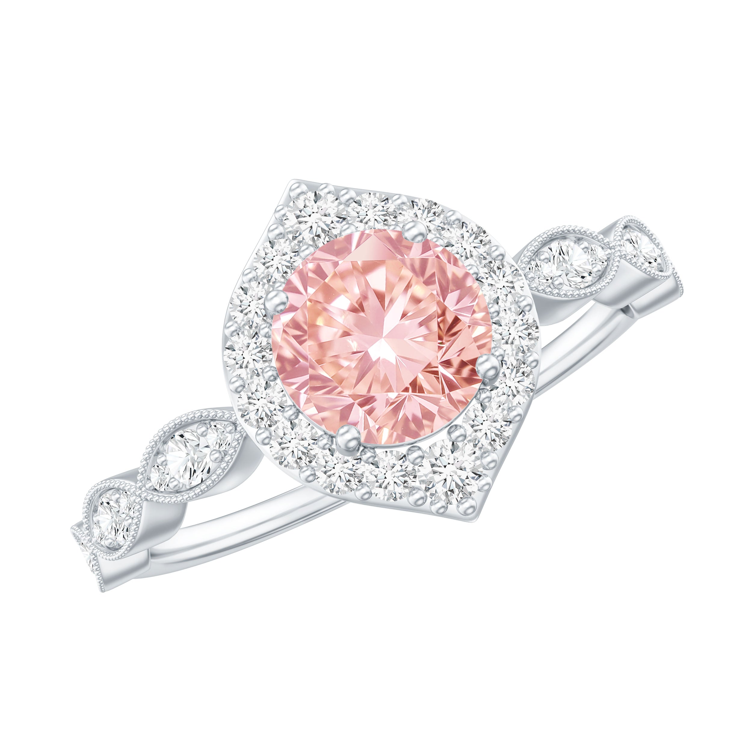 IGI Certified Lab Grown Pink White Diamond Designer Engagement Ring Fancy Pink - VS1 - Rosec Jewels