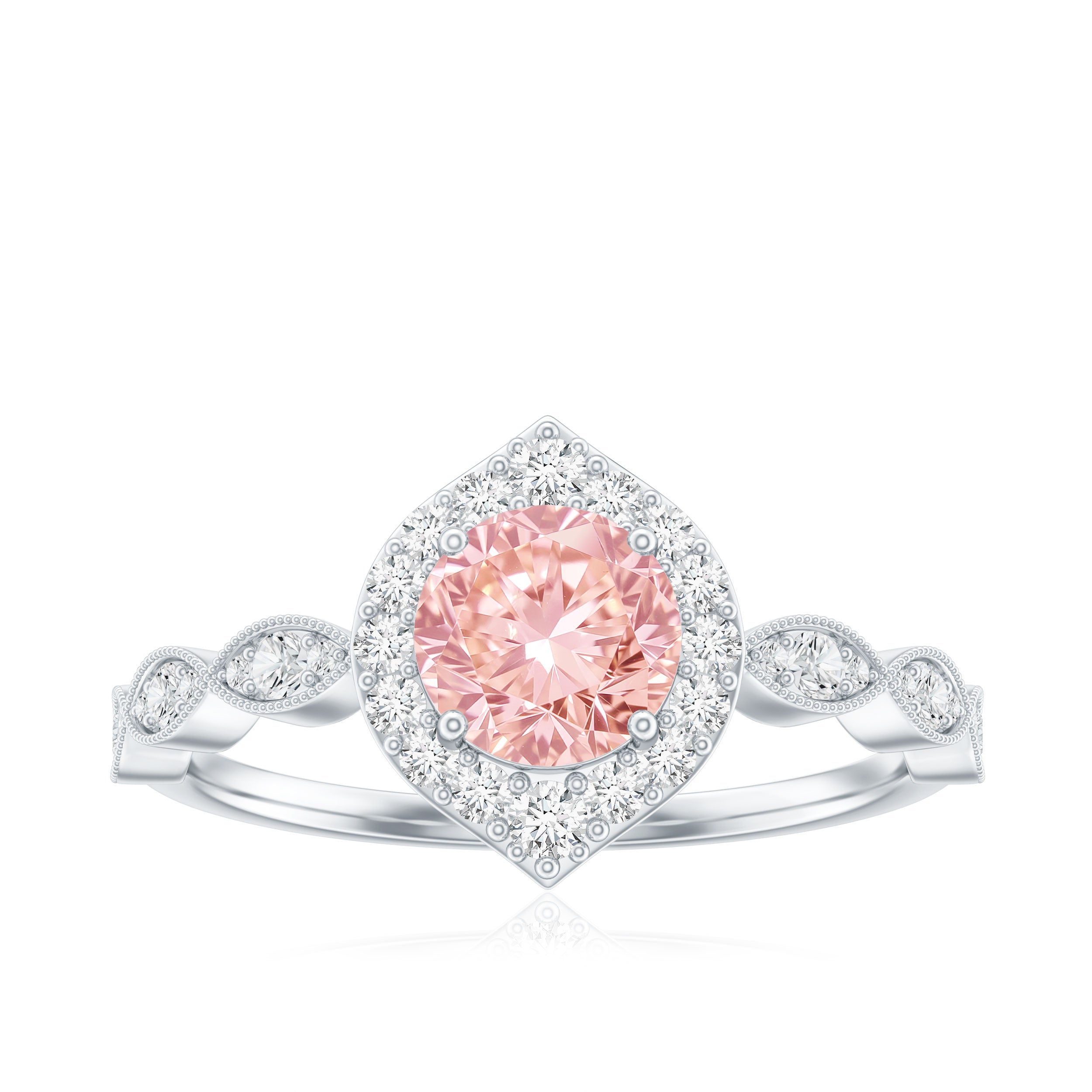 IGI Certified Lab Grown Pink White Diamond Designer Engagement Ring Fancy Pink - VS1 - Rosec Jewels